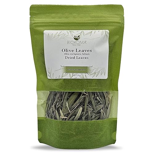 Biokoma Hojas de olivo puras y naturales, hojas secas de 1.76 oz (1.76 onzas) en bolsa resellable a prueba de humedad, té de hierbas, sin aditivos,