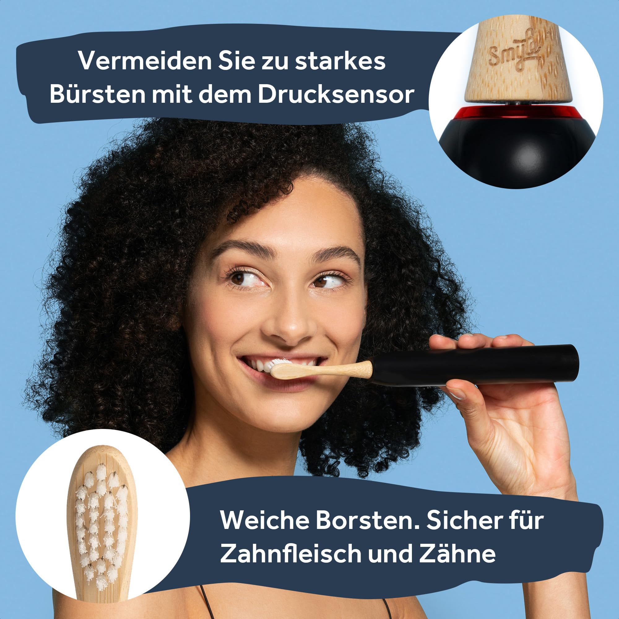 Smyle Zahnbürste - Schwarz Schallzahnbürste – Elektrische Zahnbürste mit 40000 Vibrationen/Min, Sensor & 4 Monate Akkulaufzeit, modernes Design für die tägliche Zahnpflege
