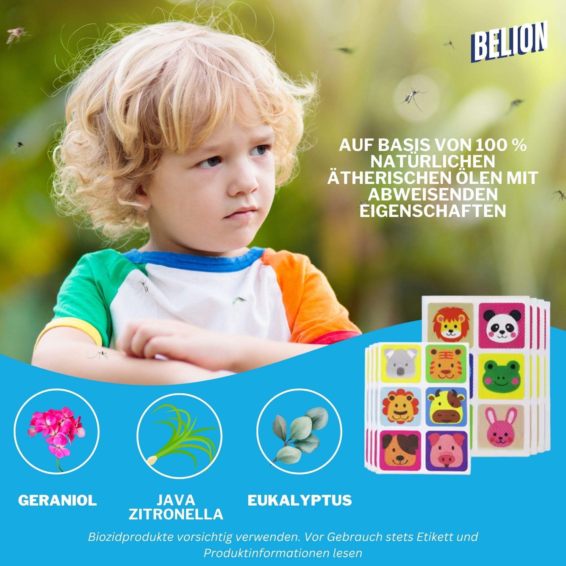 BELION Mückenschutz Armband | Mückenarmband Kinder & Erwachsene | 10er Set mit 90 Mückenpflaster | Anti-Mücken-Armband für Outdoor, Camping, Reisen & Urlaub