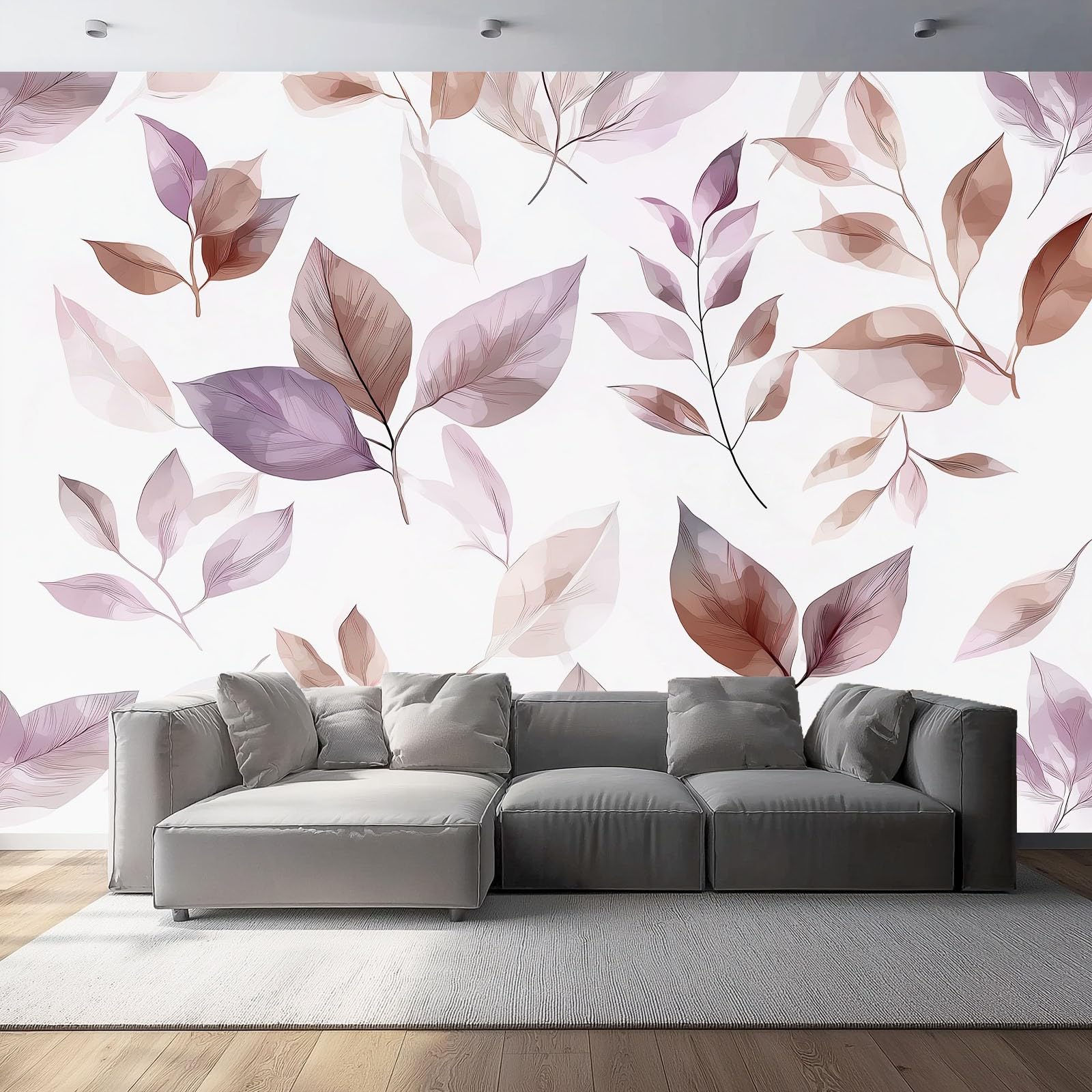 Photo Wallpaper Dreamlike Branches and Leaves Purple and Brown Mural Panoramic 157.5" x 110.2" Decoration Wallpaper for Living Room Bedroom Children's Room Purple Brown