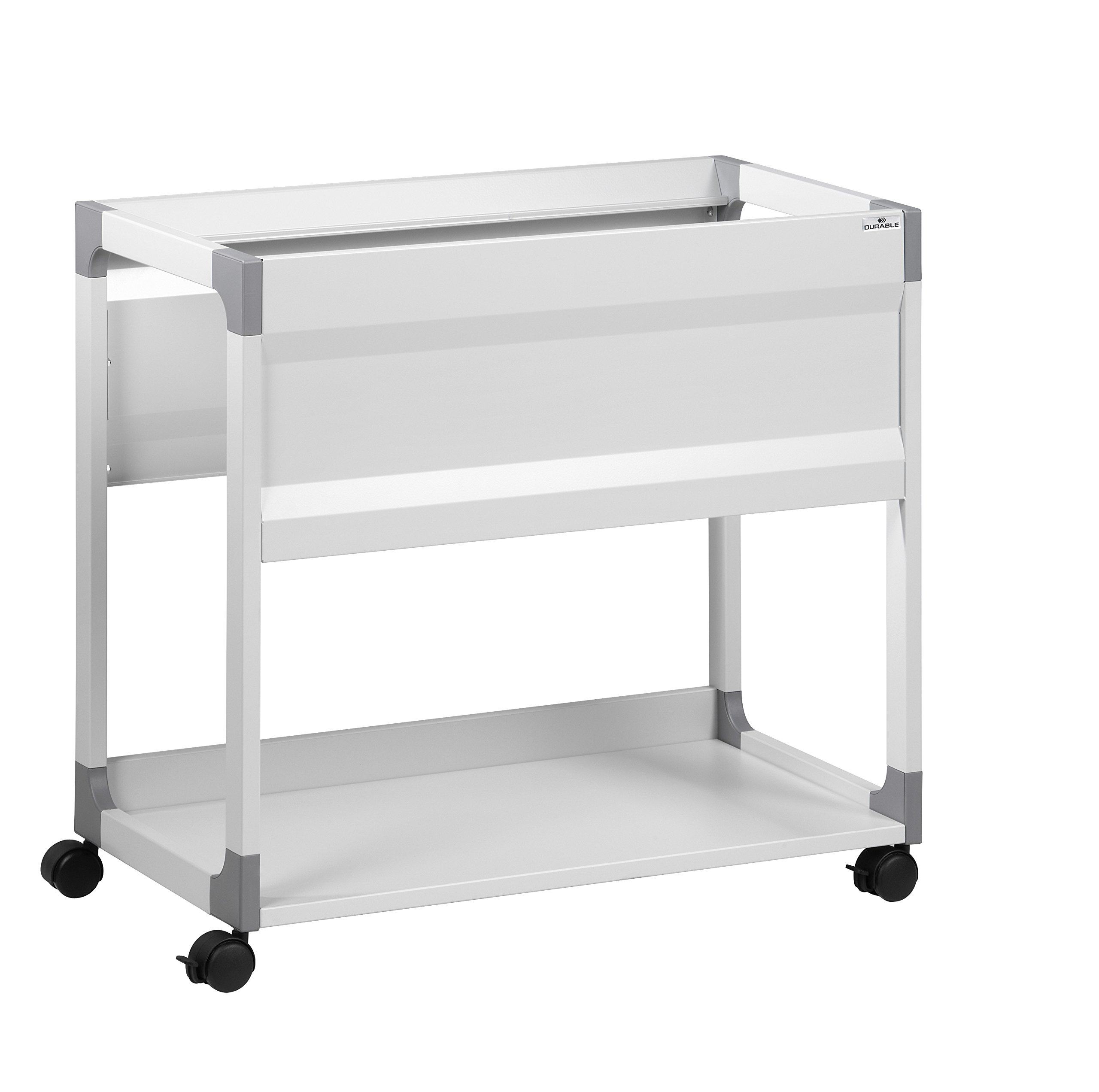 Durable System File Trolley 90 A4 grau, für bis zu 90 Hängemappen oder 8 Hängeordner - 750 x 715 x 432 mm , 378410 | Fahrbar, Ablage für 8 Hängeordner, 750 x 715 x 432 mm, untere Bodenplatte für 8 Standardordner