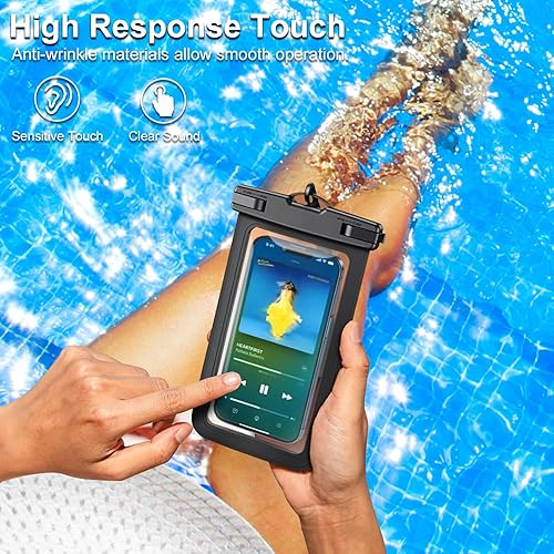 Miniatura 9 de Famoby Paquete de 5 bolsas impermeables universales multicolor de hasta 8.3 pulgadas, bolsa seca, nivel de protección IP68, deportes al aire libre