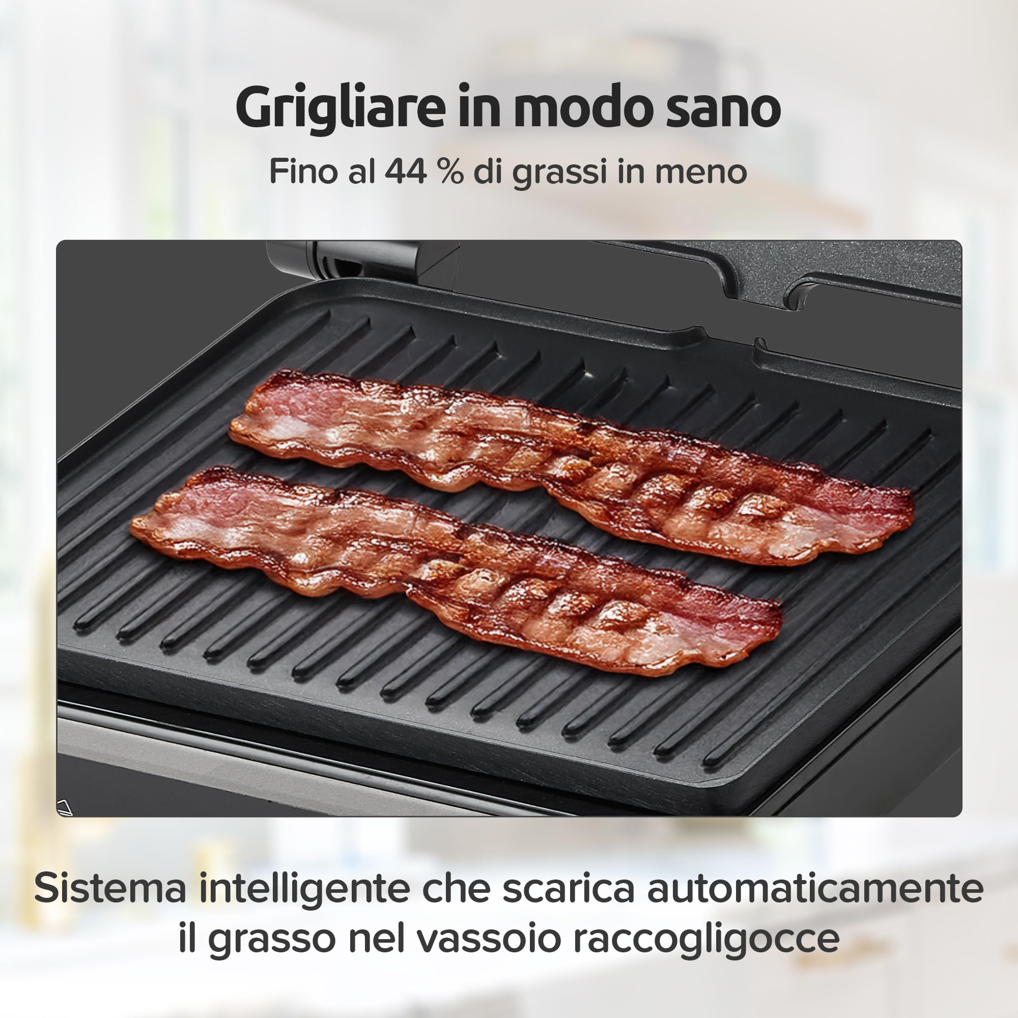 Olvy Piastra Grill con Touchscreen - Senza PFAS - 7 Programmi Automatici - Apertura 180° 1800W - Piastre Antiaderenti - Termostato & Timer - Piastra Panini & Tostiera in Acciaio Inox