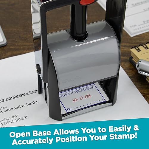 Miniatura 5 de MaxMark Sello de fecha autoentintado resistente con frase pagada, 2 colores azultinta roja