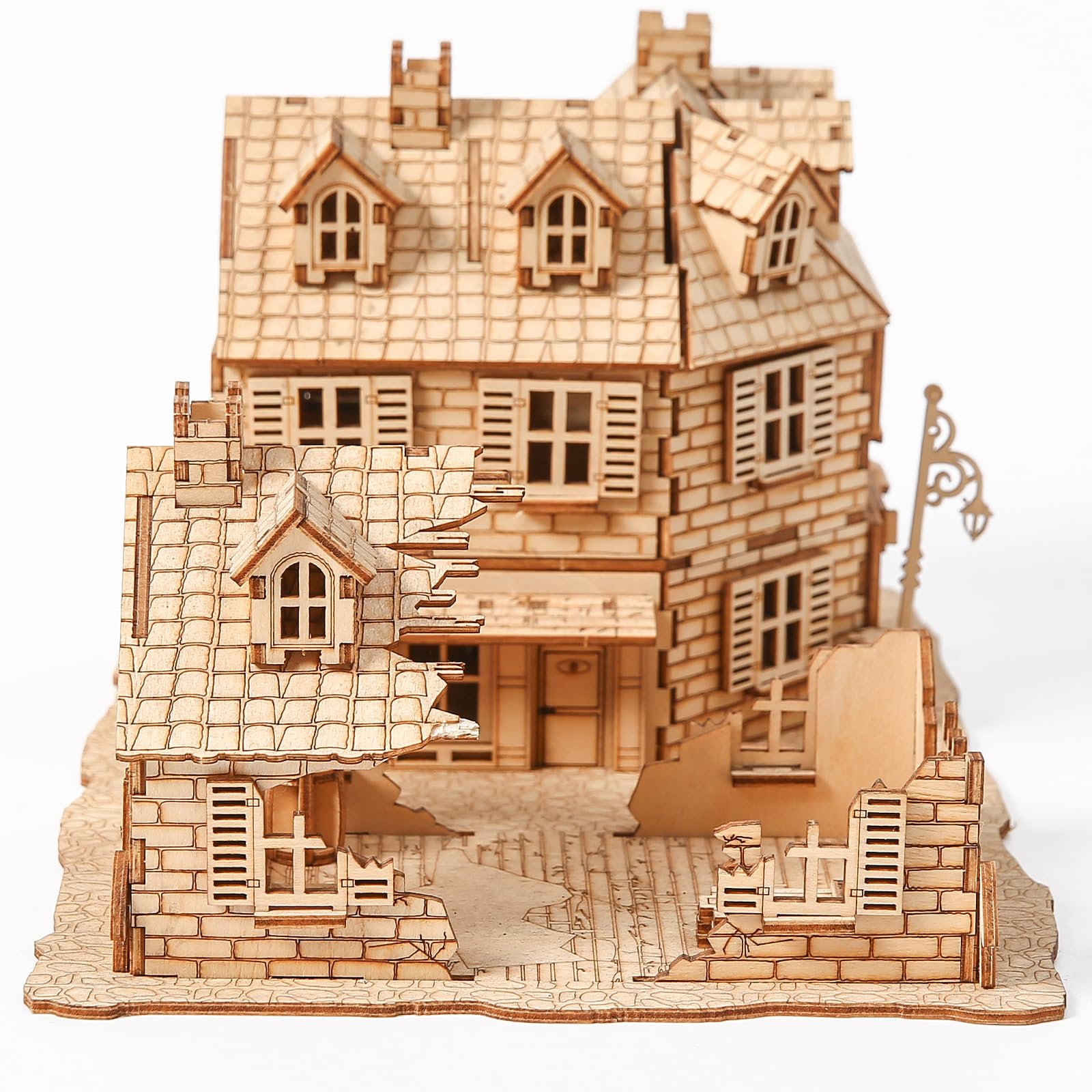 3D-Holzpuzzle für Erwachsene, Modellbausatz antiker Architektur, War Zone 1942: Bastelset für Straßenkampf-Gebäude, Holzmodellbausatz als Geschenk für Erwachsene zum Zusammenbauen, 234 Teile