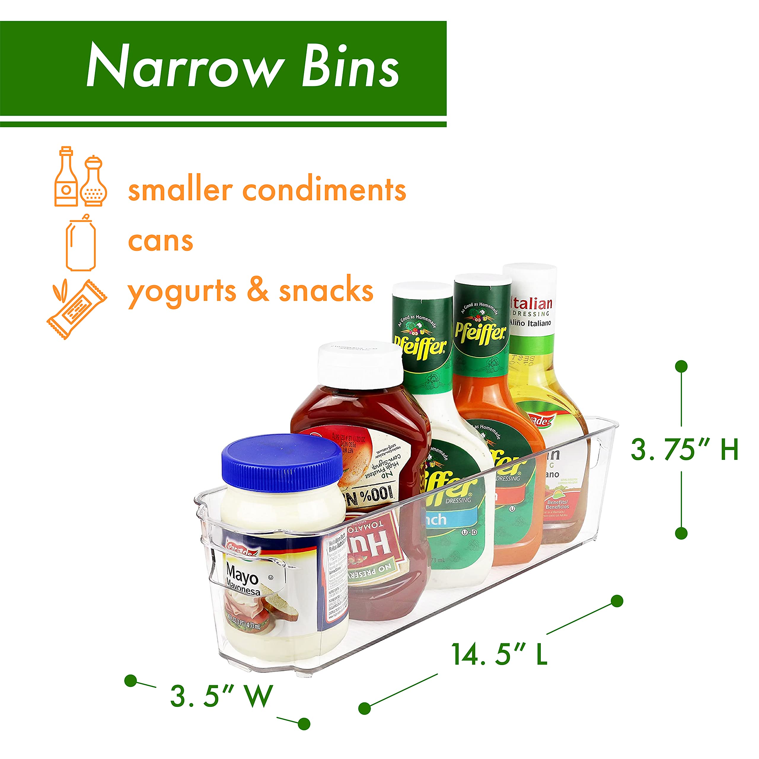 Greenco Refrigerator Organizer Bins, Stackable Fridge Organizer, Set of