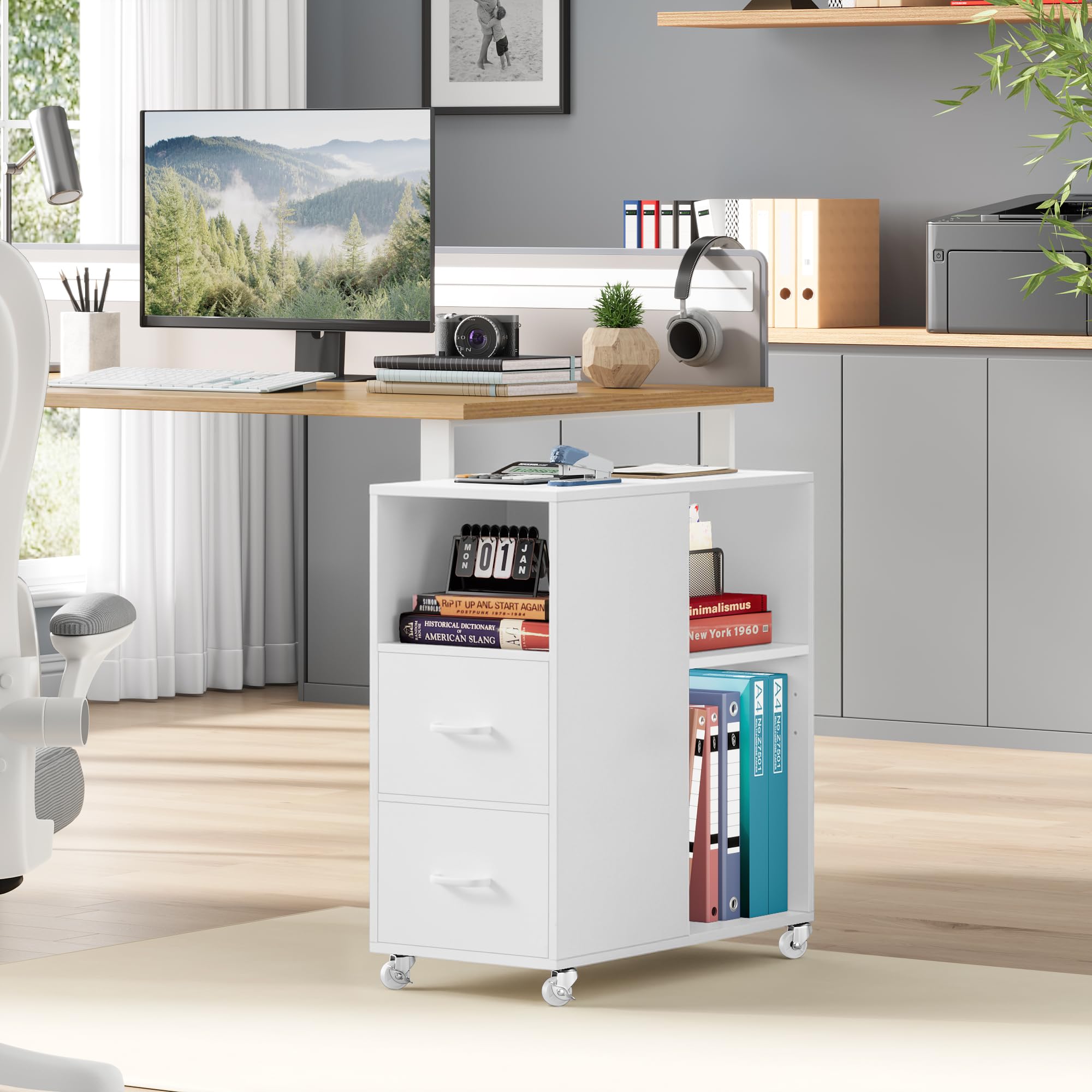 hefoths Rolcontainer, archiefkast wit, bureaukast met wielen en laden