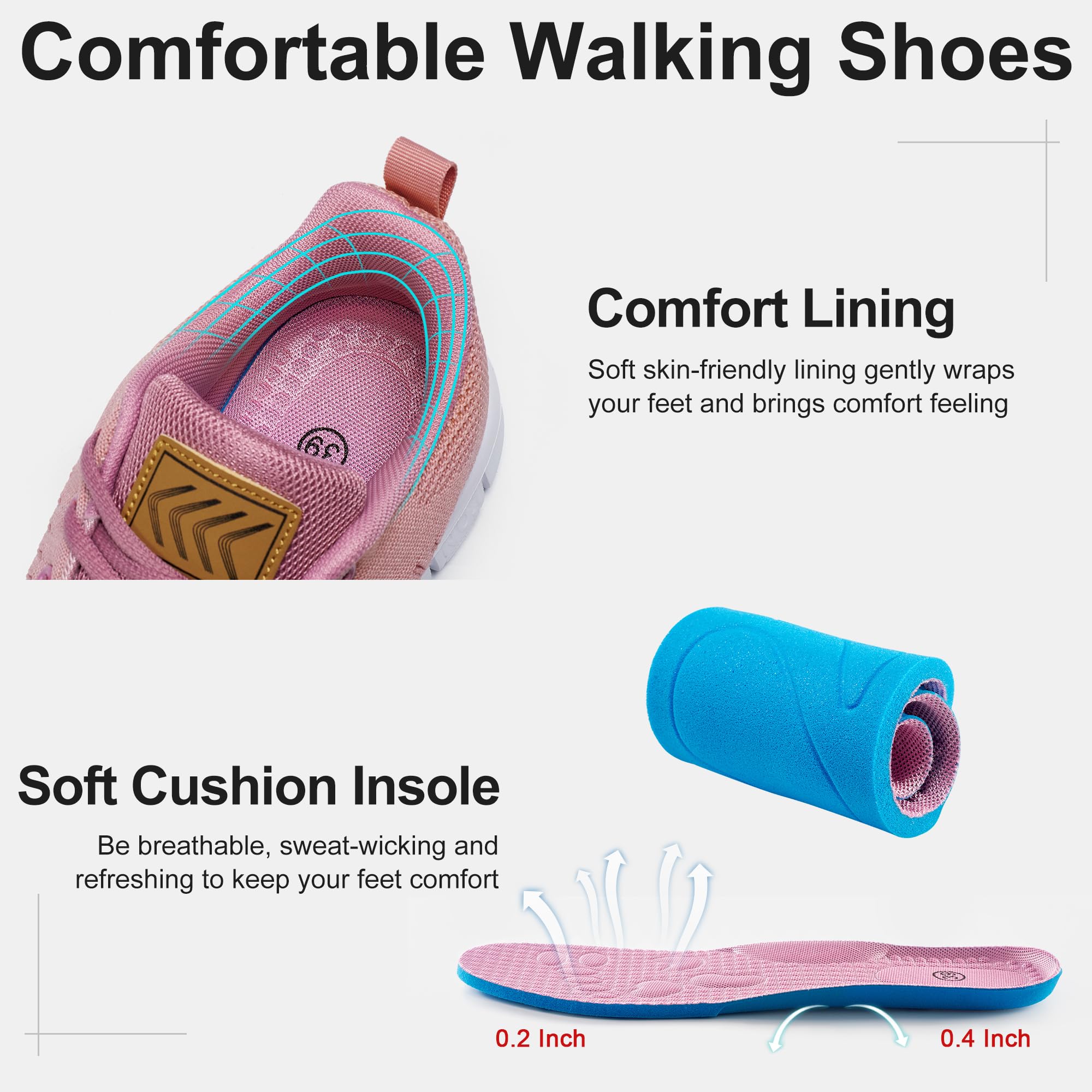 Alicegana Tenis para mujer, ligeros, antideslizantes, informales, para caminar