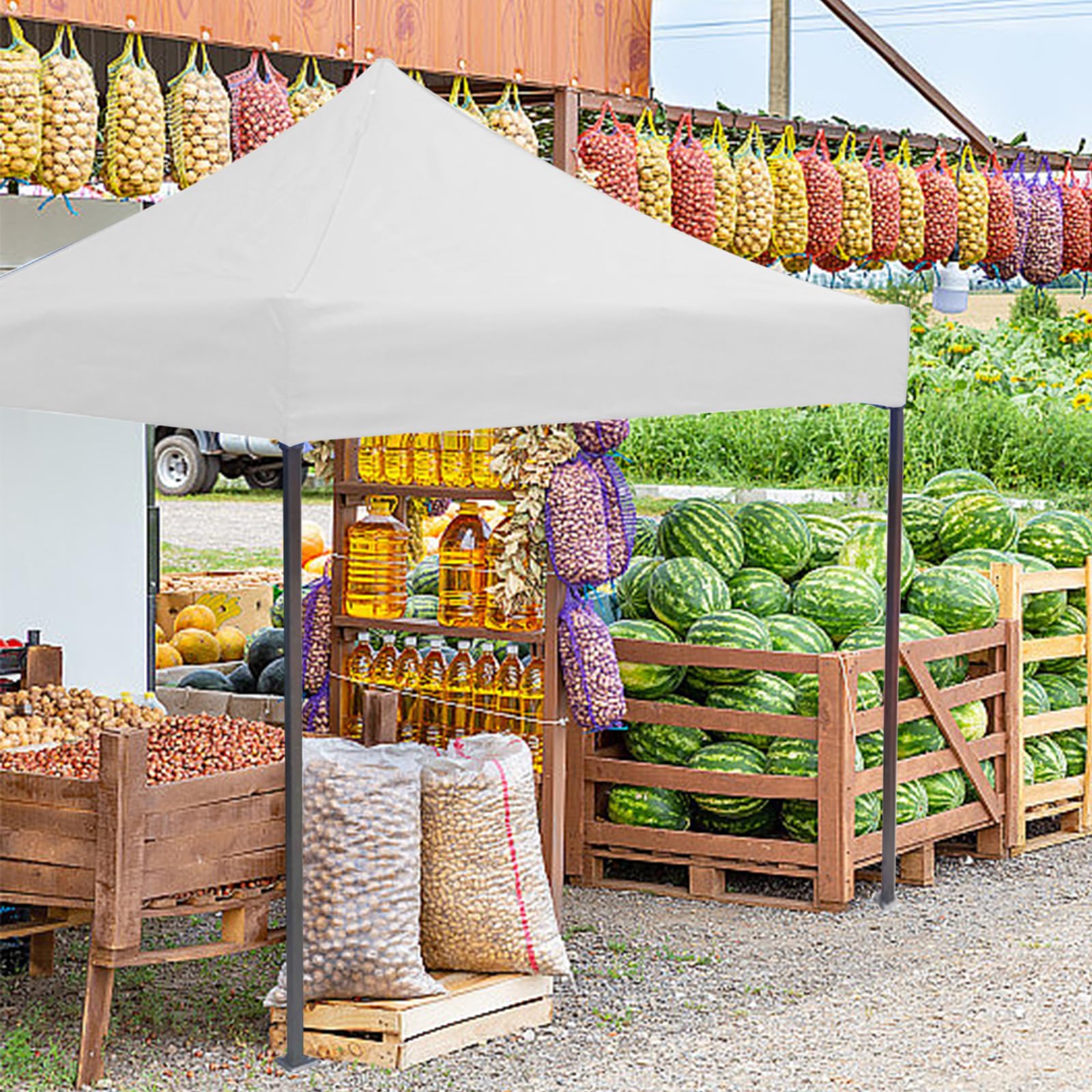 Odporny na promieniowanie UV wodoodporny baldachim zastępczy pokrowiec dachowy do pawilonu 2 x 2 m – plandeka zewnętrzna na imprezy w ogrodzie, grille, festiwale i kemping (biały)