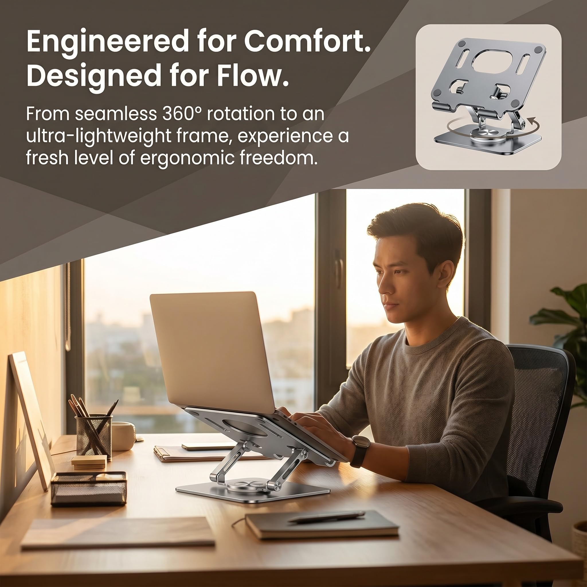 Soporte Plegable para Portátil, para Escritorio, Tableta Y Móvil, Soporte Ajustable, Soporte Ergonómico Portátil para Cama, Viajes Y Oficina.