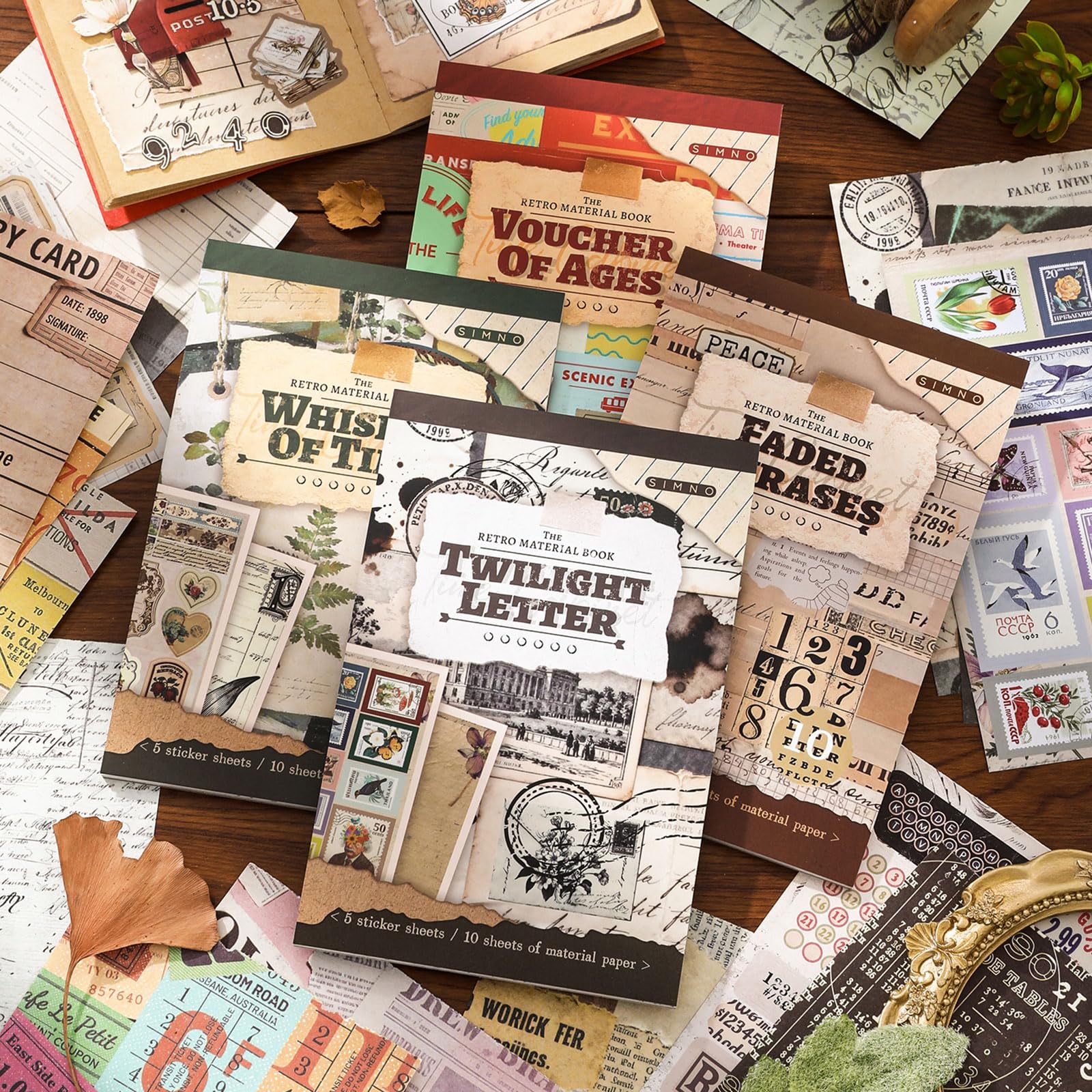 YagCu 60 Sheets Vintage Journaling Stickers and Scrapbooking Paper