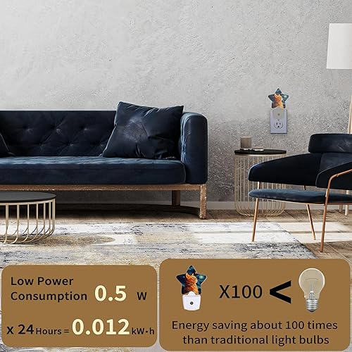 Miniatura 3 de Luces nocturnas de cielo estrellado con enchufe para lámpara de pared inteligente con sensor de atardecer a amanecer para decoración del hogar,