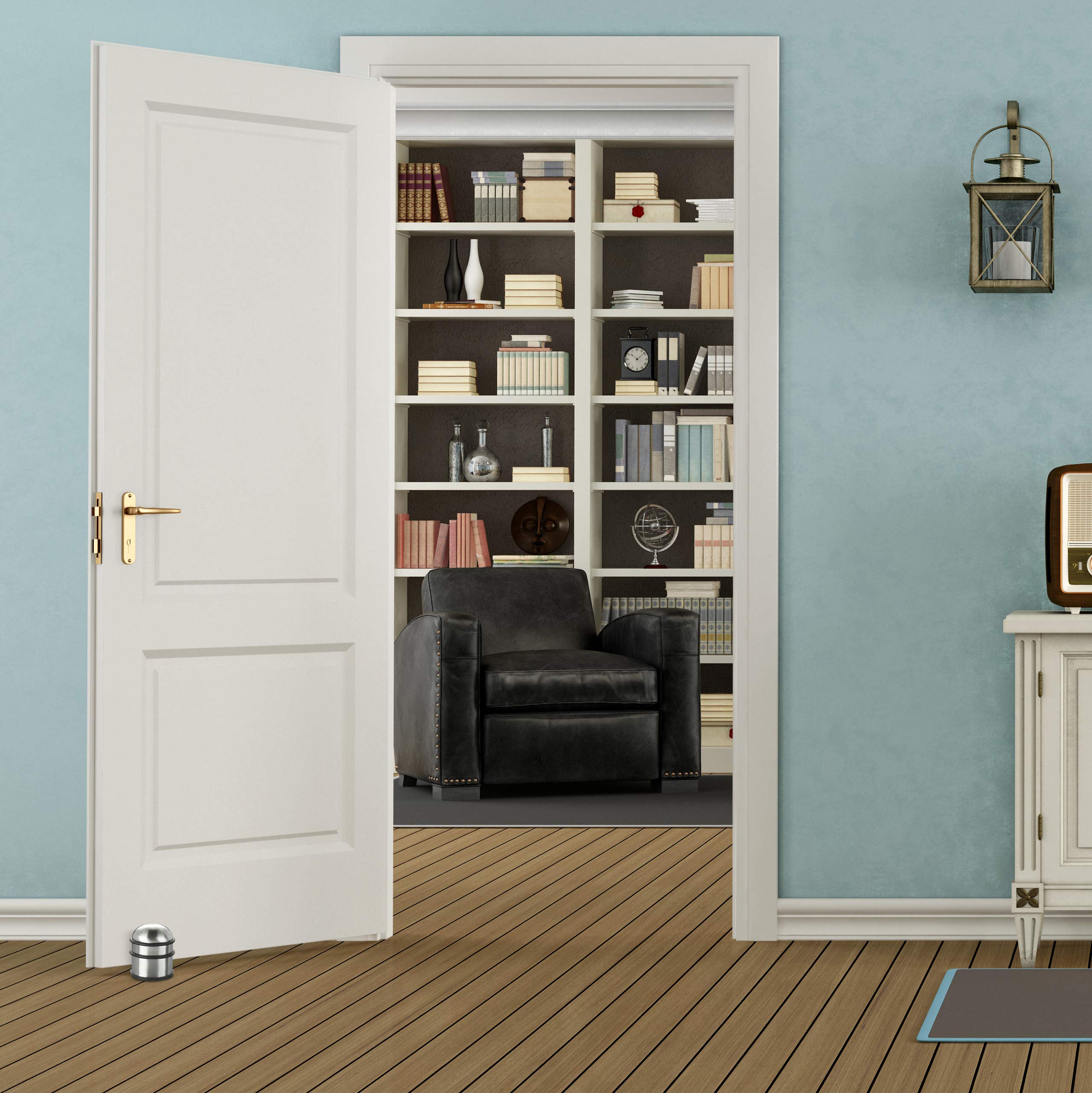 Relaxdays Tope Puerta, Puertas y Ventanas Pesadas, Acero Inoxidable y Goma, Alto y Redondo, Freno Suelo, 7cm Ø, Plateado
