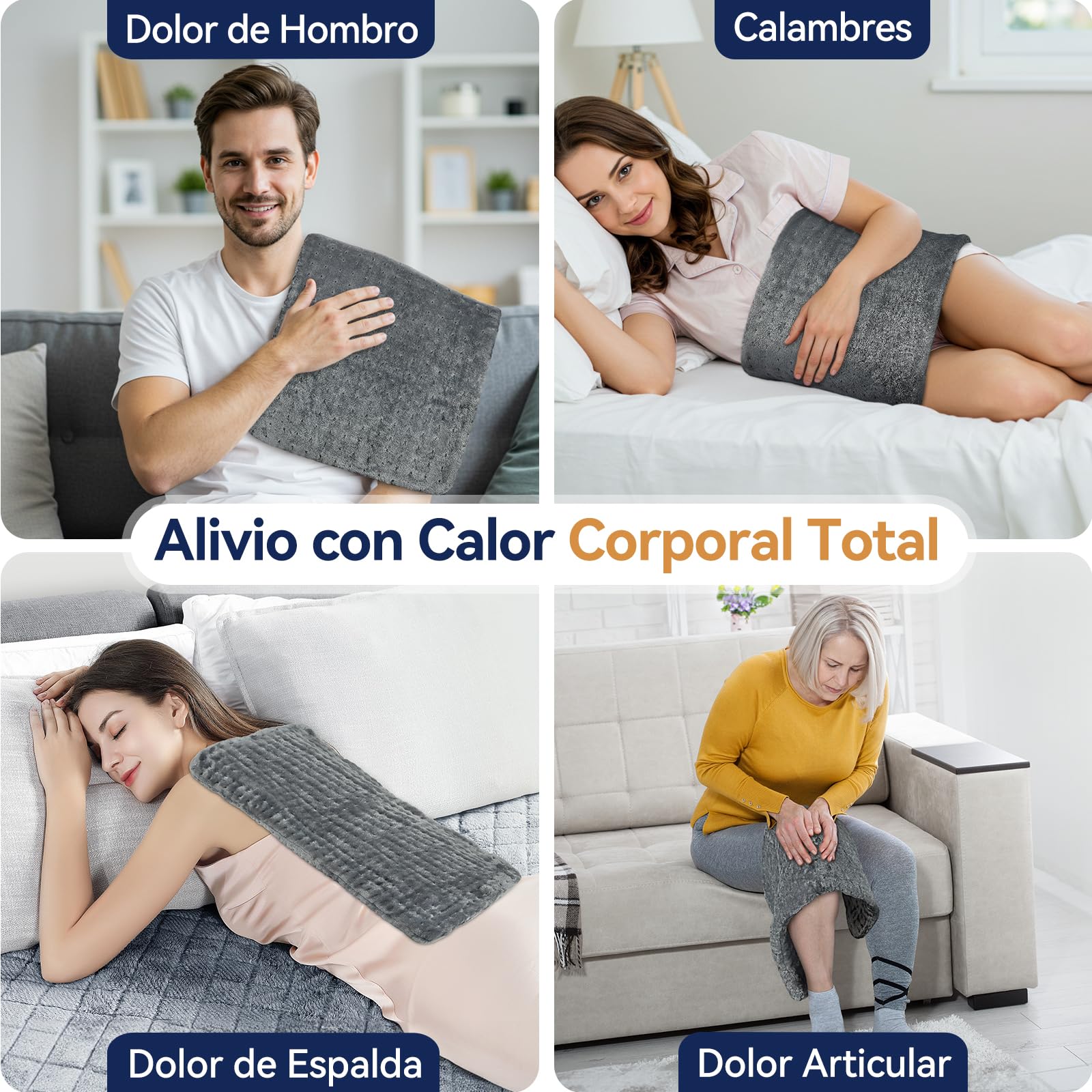 Manta Electrica, Manta Electrica Lumbar con 9 Temperaturas y 4 Temporizadores, Lavable a Máquina, Portátil Esterilla Electrica de Franela Suave para Espalda, Cuello, Hombro, Abdomen, Regalos, 30X60cm