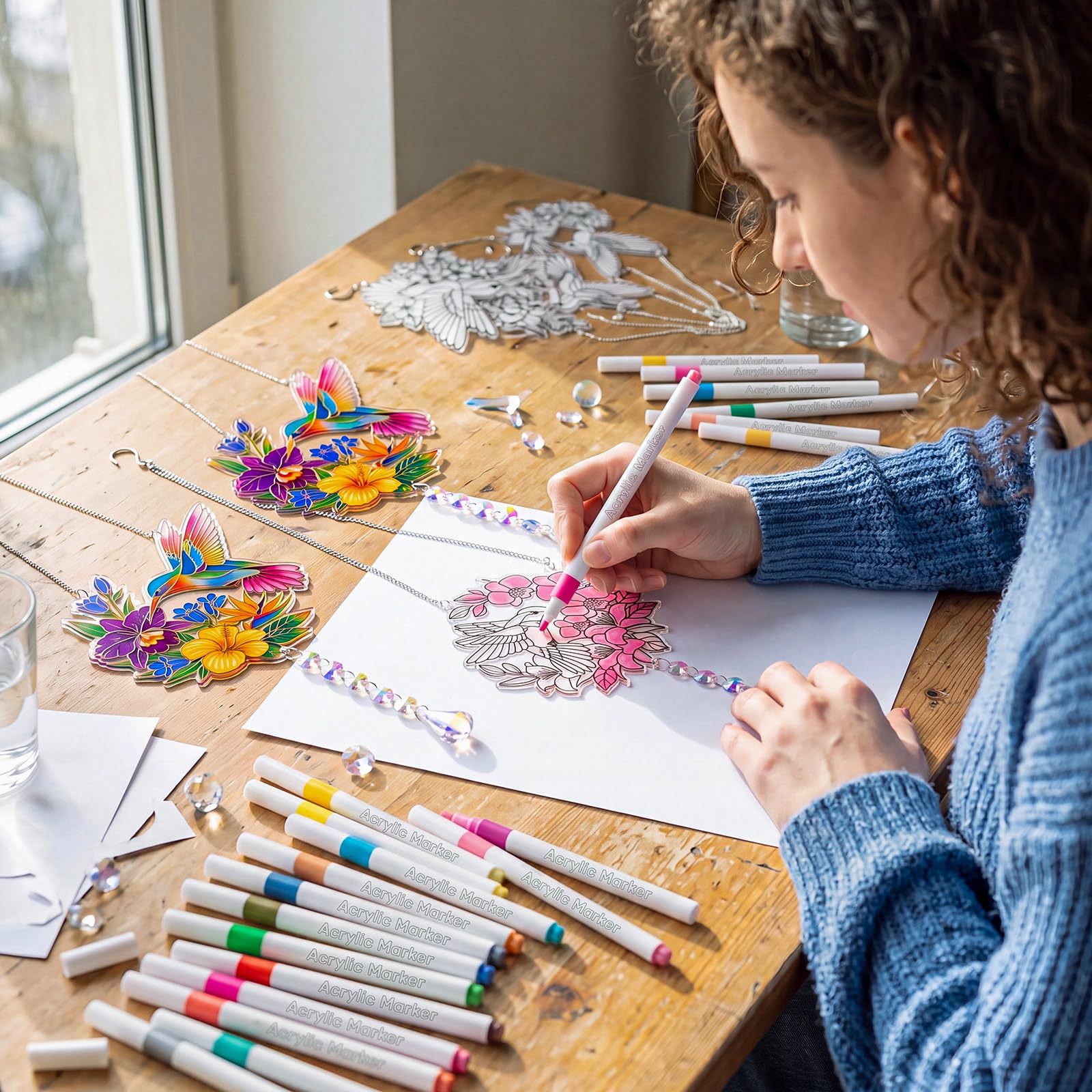 36 pz Suncatchers artigianato kit fai da te arte pittura macchiata