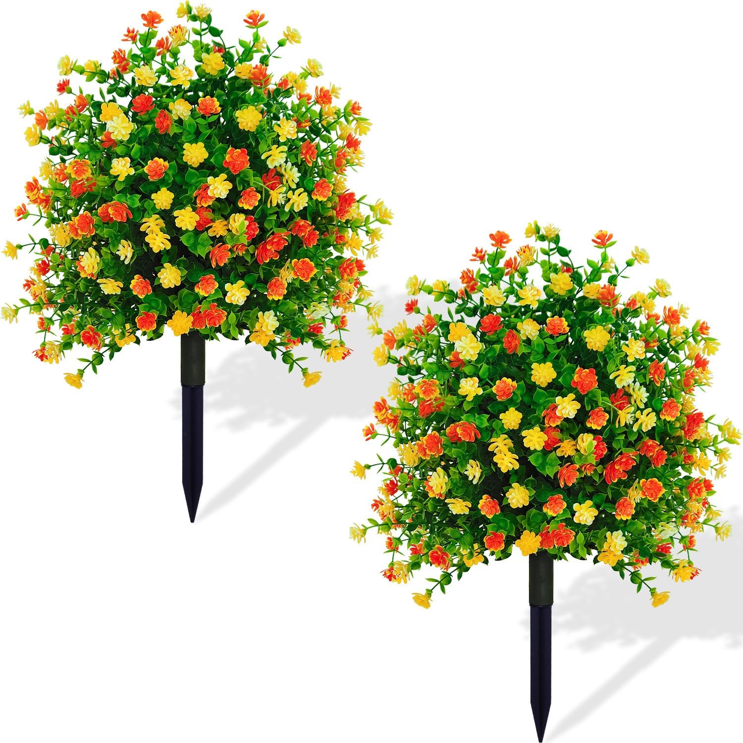 2 Pack Artificial Boxwood Outdoor Topiary Balls, Fake Shrubs with Ground Spikes, Easy to Install, Suitable for Home Indoor and Outdoor Yard Patio Front Door srping Decoration