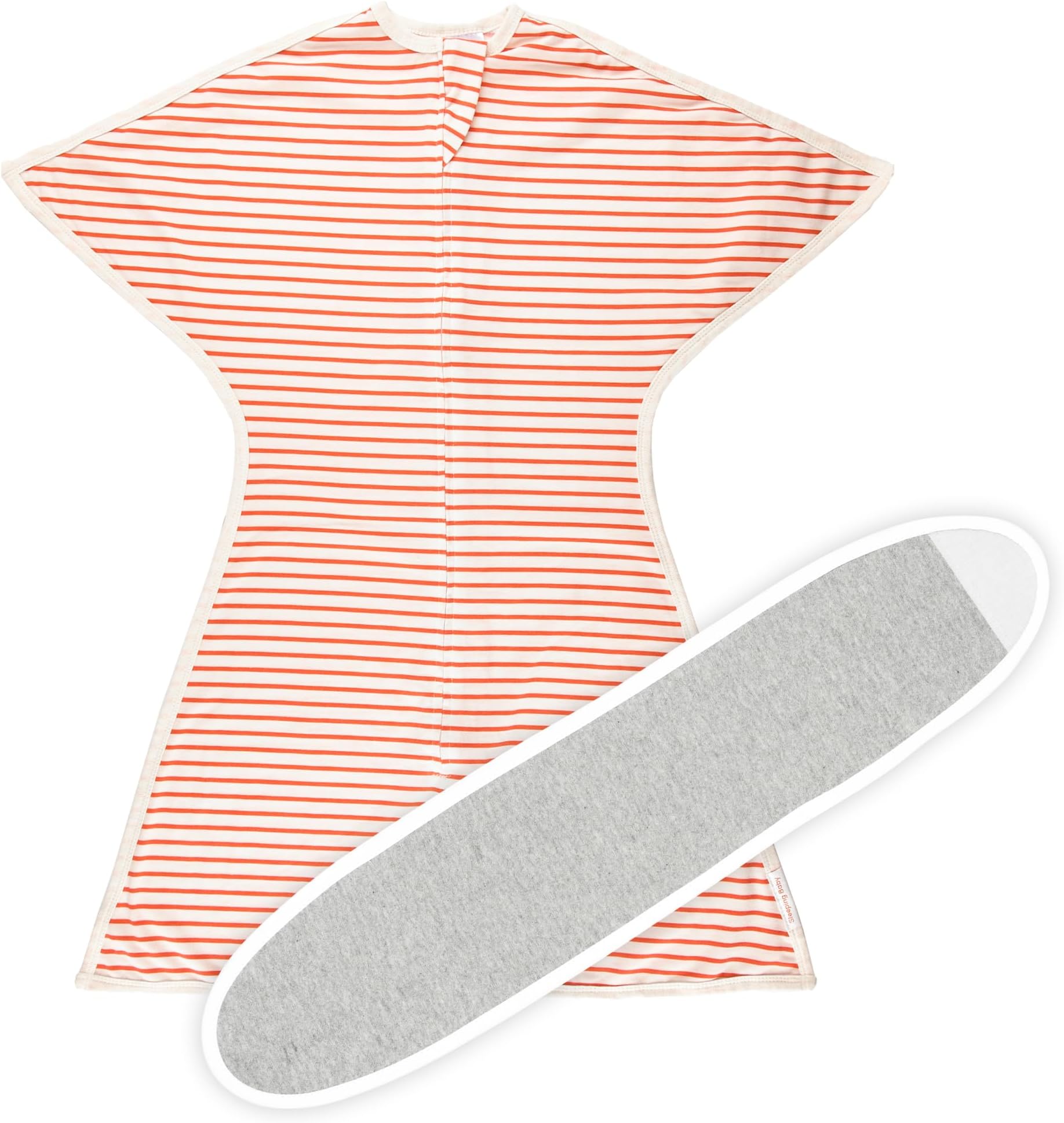 SleepingBabyZipadee-Zip Transition Swaddle (Stripes Strawberry/Cream, Small for 4-8 Months) and Snuggle Strap (Grey, One Size) - Wearable Baby Blanket and Accessory - Polyester, Spandex