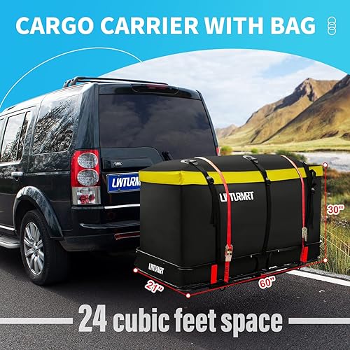 Miniatura 6 de Transportador de carga de enganche de 60 x 21.6 x 6 pulgadas con bolsa de carga impermeable (58 x 20 x 24 pulgadas), pintura para hornear resistente