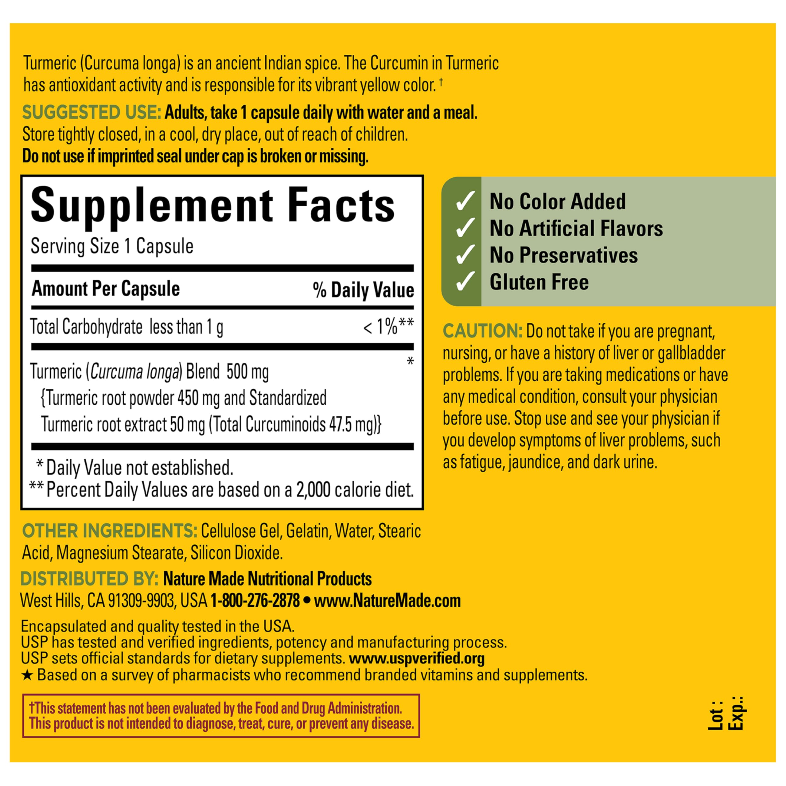 Nature Made Turmeric Curcumin 500 mg, Herbal Supplements, 120 Capsules — Amazon image 7