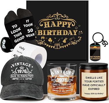 50th Birthday Gifts for Men - Unique Vintage 1976 Men s Birthday Presents for Him, 50 Year Old Funny Gifts Ideas for Giving Husband Dad Brother Coworker