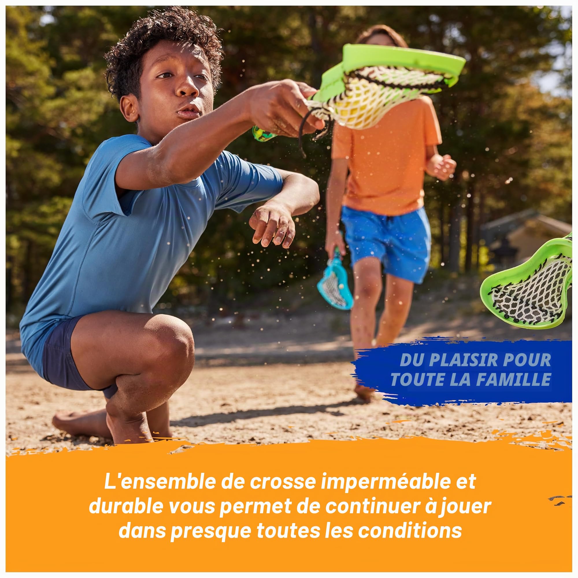 SwimWays Hydro Lacrosse, ensemble de crosse étanche, jeux de plein air pour adultes et enfants, équipement sportif, jeux et jouets de fête au bord de la piscine, bleu