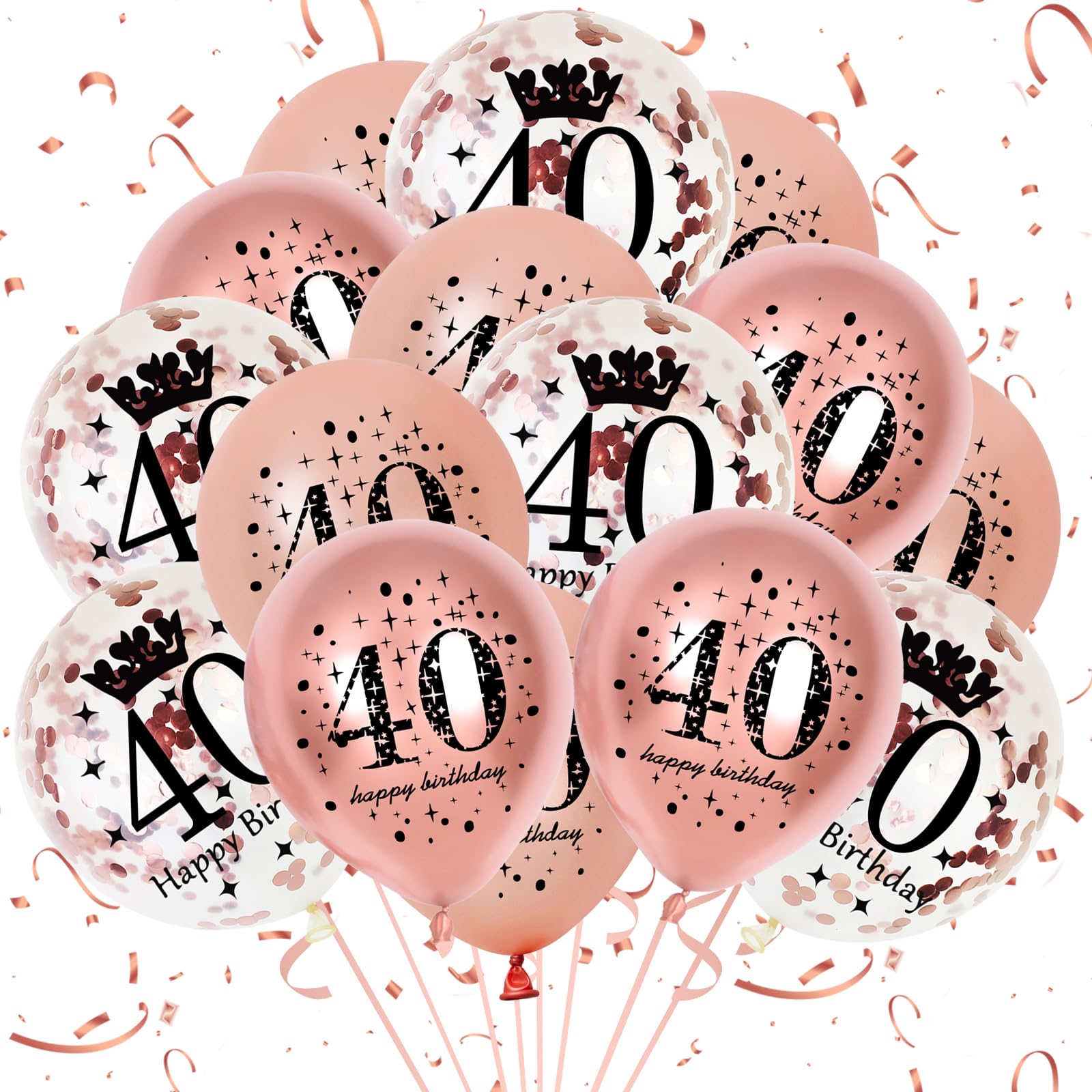 40th Birthday Party Decorations for Women - Rose Gold Balloons and Chrome Party Supplies for Her Anniversary CelebrationCarbonfree CertifiedClimeCo Certified