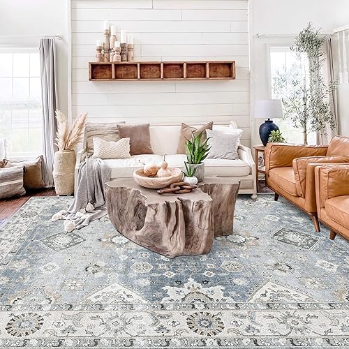 Miniatura 1 de 9x12 Area Rugs Washable - Stain Resistant Rug Large Non Slip Backing Rug Carpet for Living Room Bedroom Vintage Tribal Area Rugs (9x12 Grey)