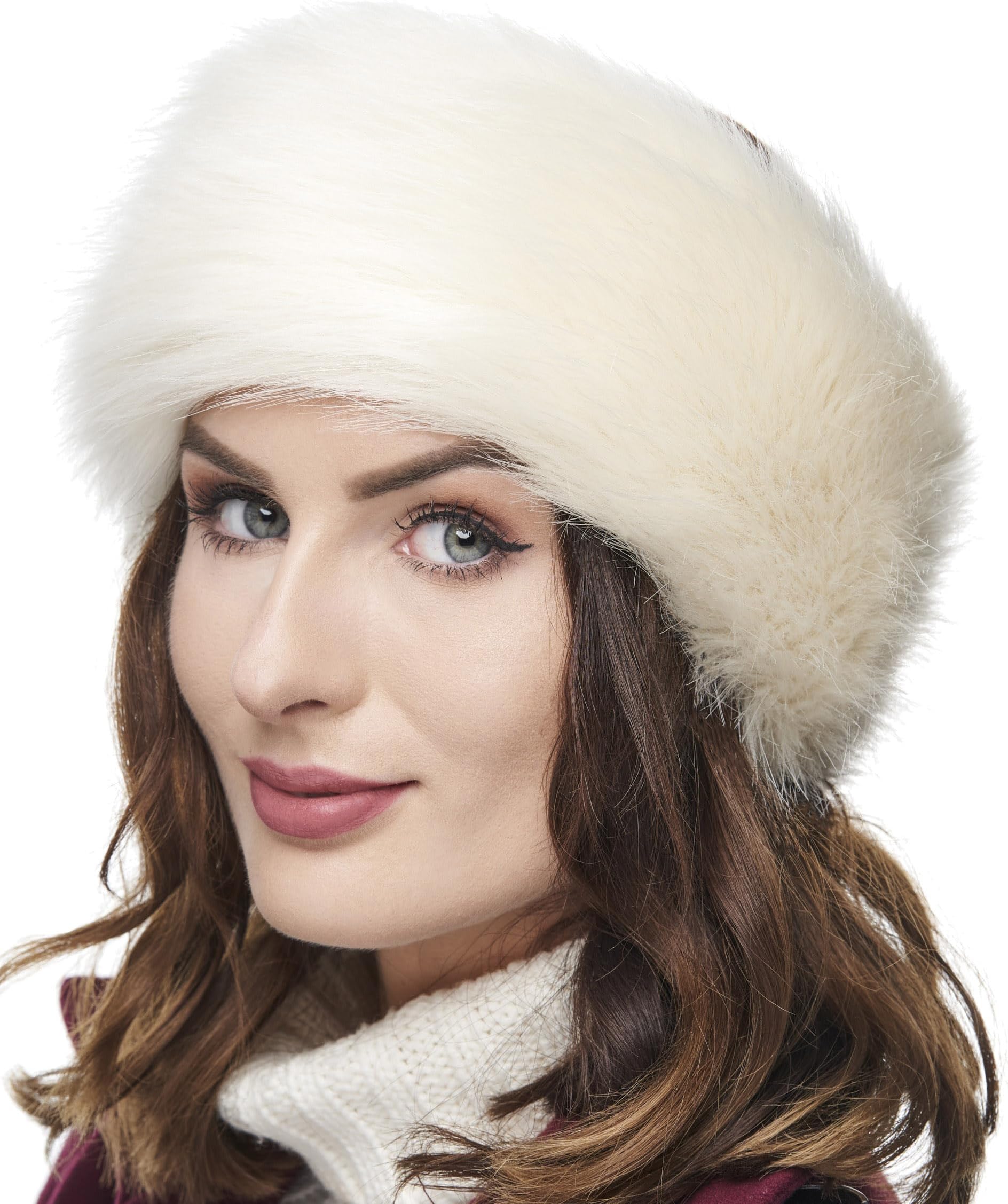 Futrzane Classic Headband - Faux Fur Headbands for Women - Furry Band for Winter - One Size (Ecru Classic)