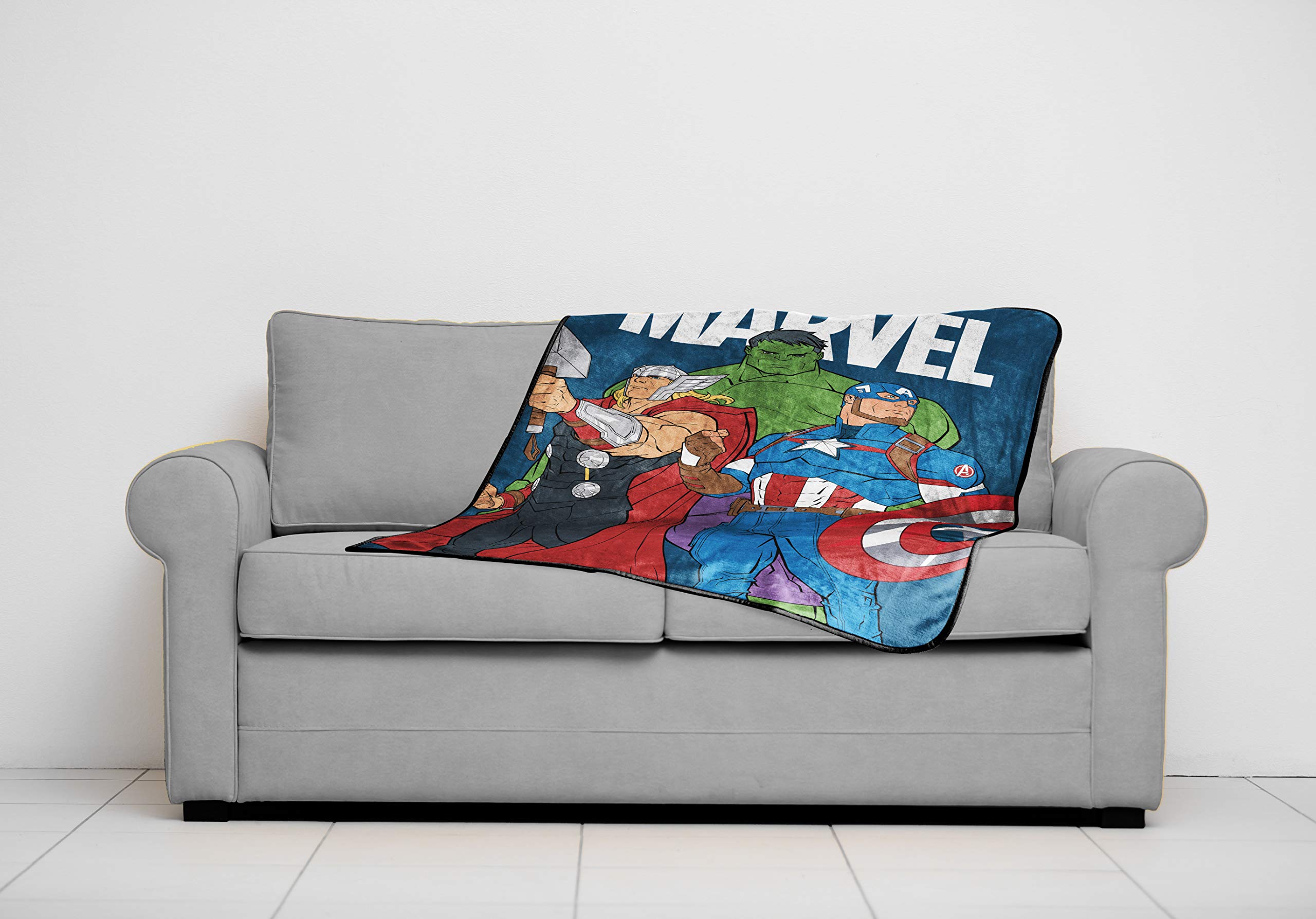 Marvel Avengers Fleece-Decke | 116,8 X 152,4 Cm | Mit Captain America, Thor, Hulk | Superweich, Maschinenwaschbar