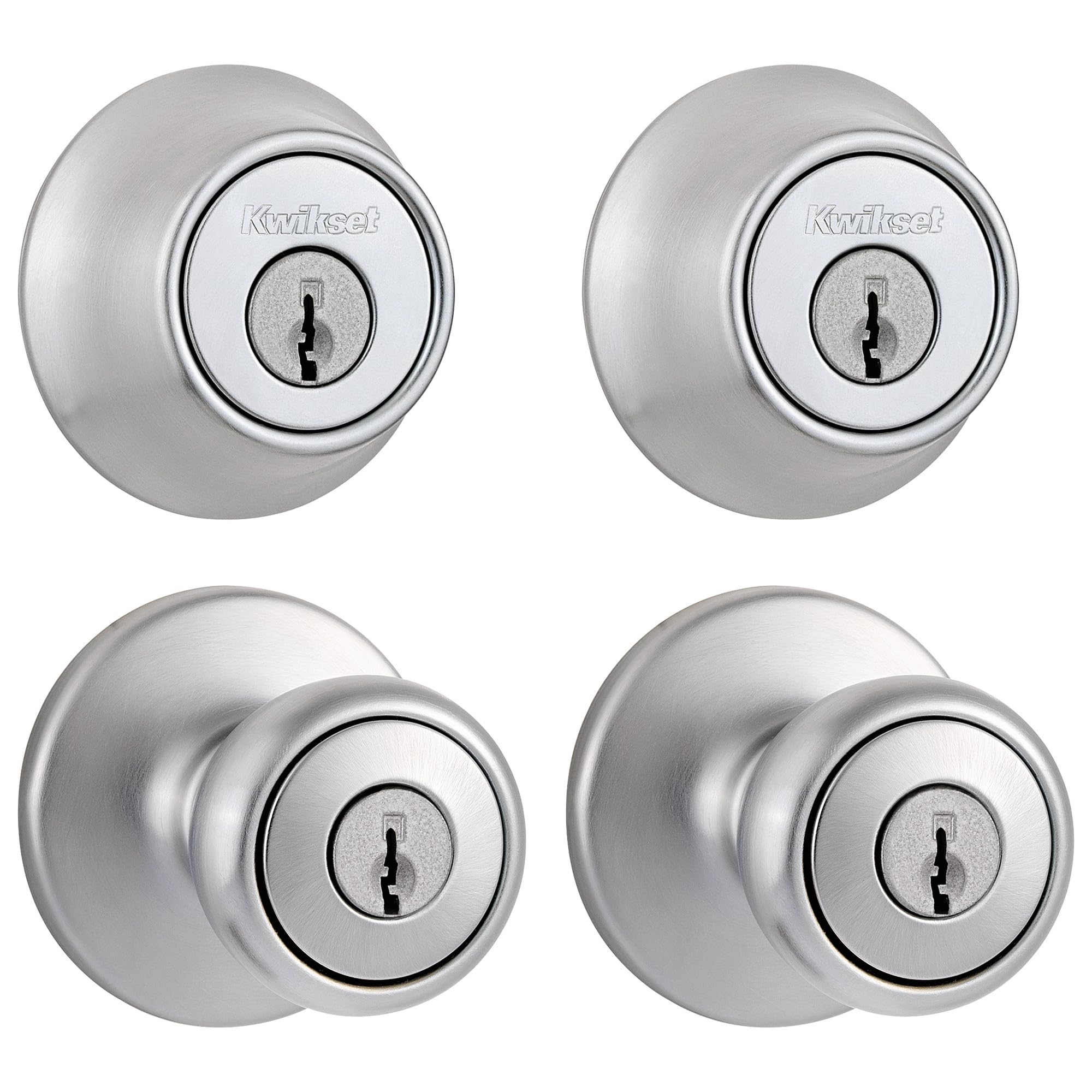 Kwikset Tylo Front Door Knob and Deadbolt Set, Entry Knob Combo