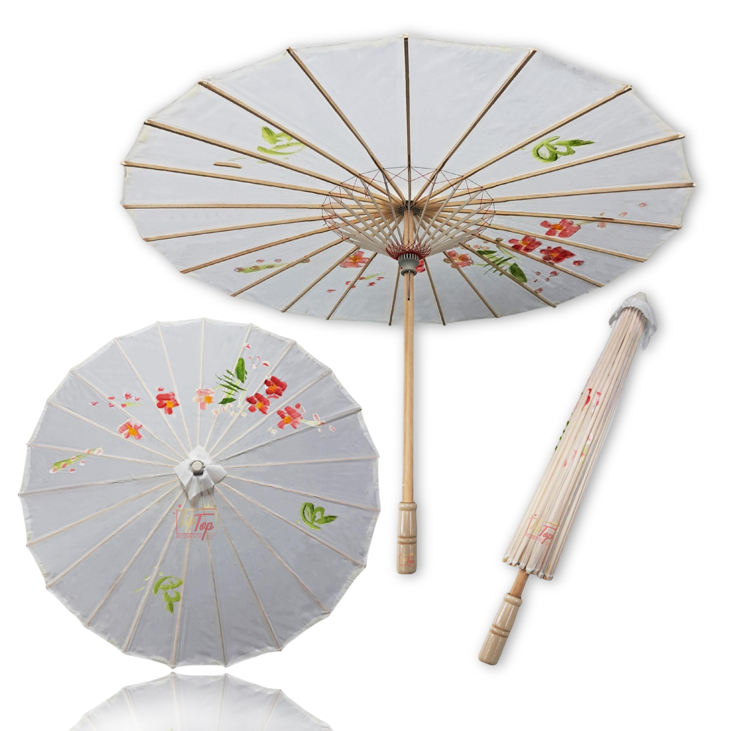 Parasol Japanese Traditional Umbrella (33 Inch) (Authentic) (Handmade) (1 Piece) (White)