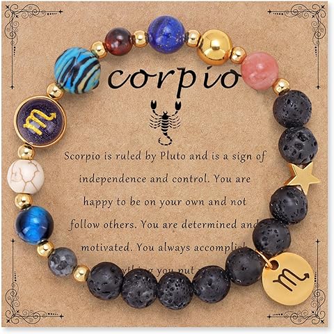 Zodiac Beaded Bracelets for Women, 12 Constellations Crystal Stone Bracelet for Bir...