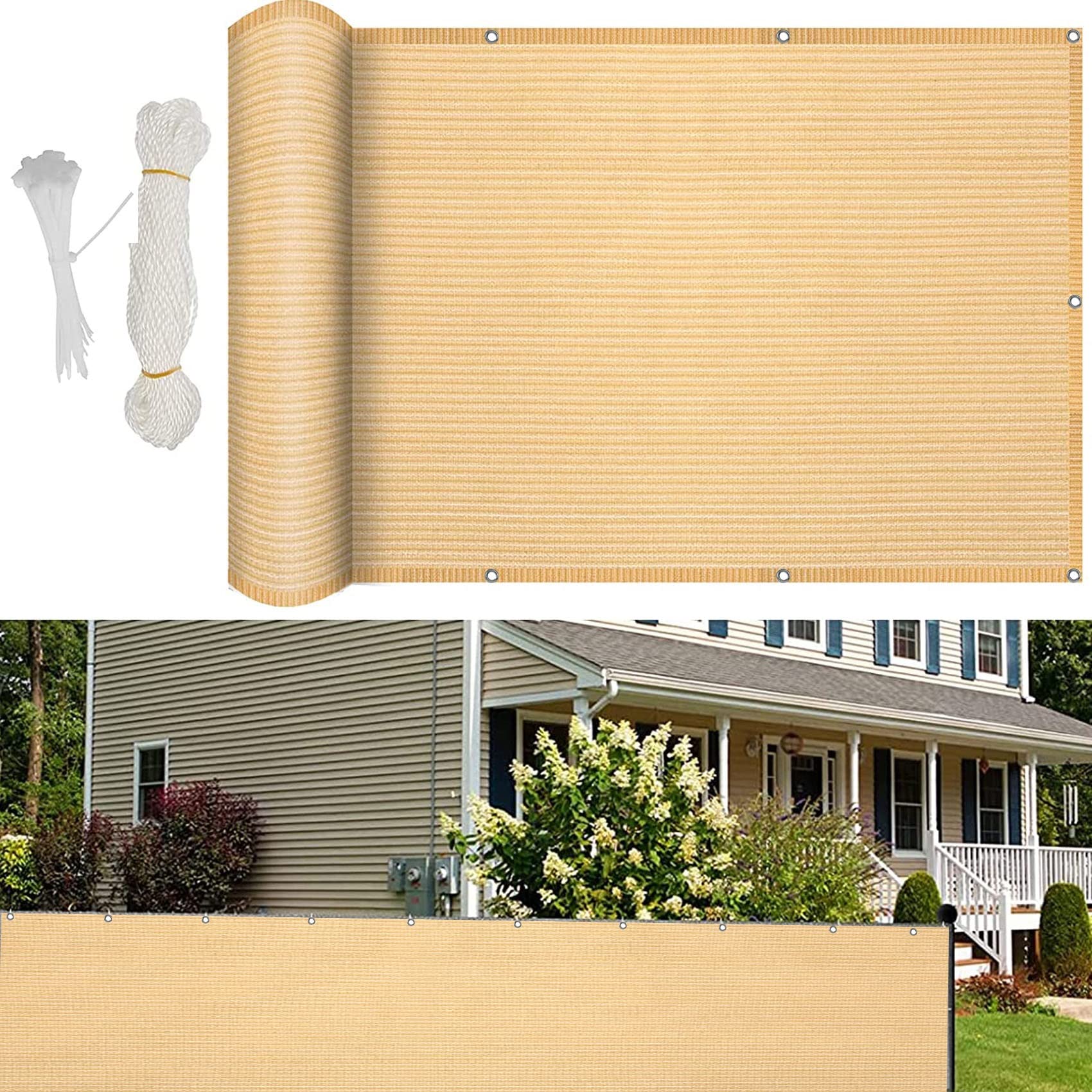 Brise-Vue pour Balcon anti-regard et vent en tissu respirant crème