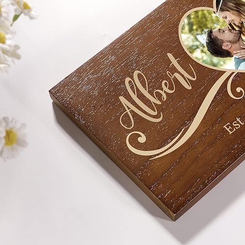 Miniatura 6 de Regalo de boda personalizado para recién casados, regalos para él, aniversario, placa de madera con nombre y fecha personalizados, letrero
