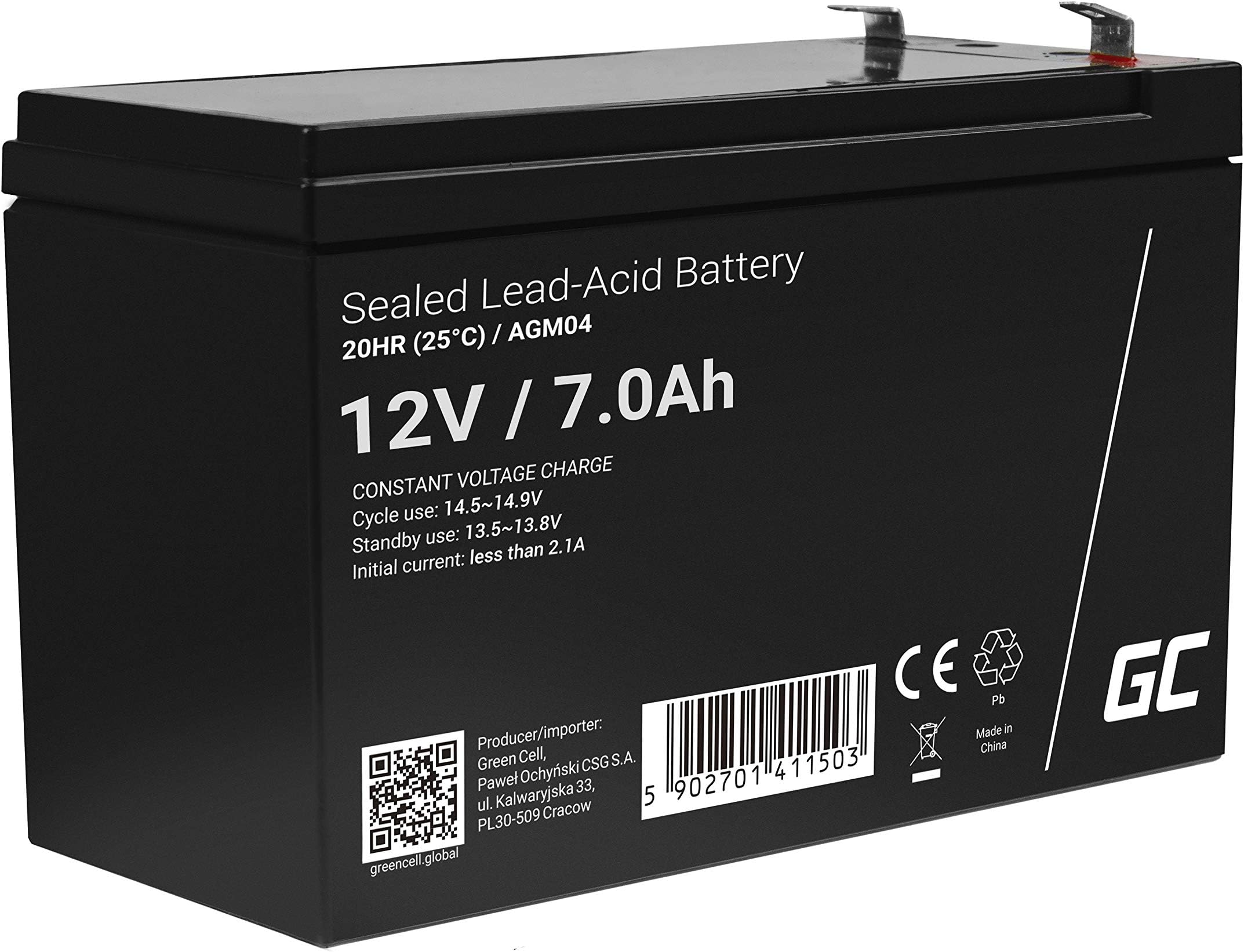 GreenCell® Rechargeable Batterie AGM 12V 7Ah accumulateur au Gel Plomb