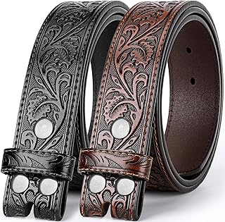 BELTROAD 2 Pack Western Leather Belt Strap for Men Women Cowboy Cowgirl Leather Mens