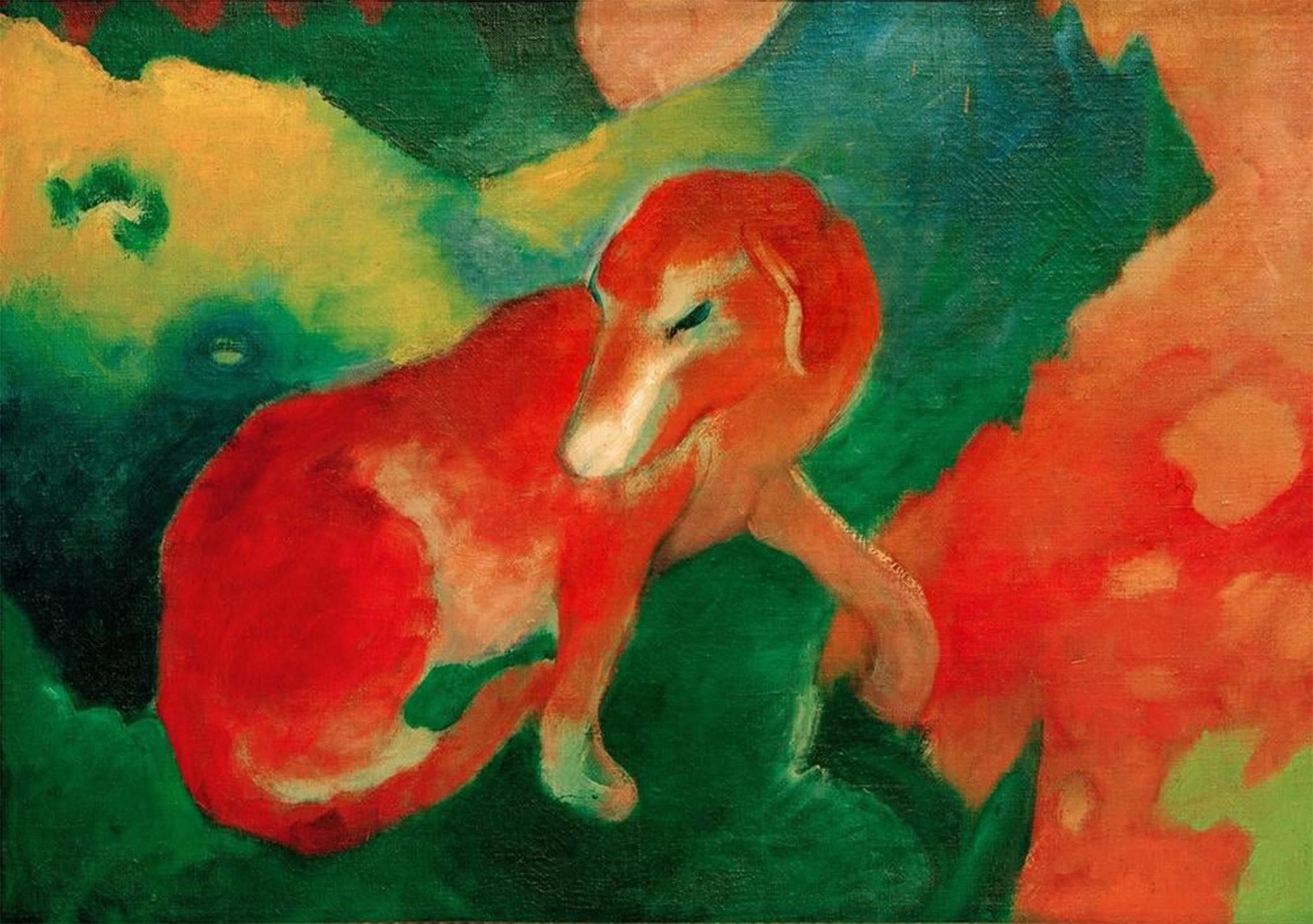 SERENDIPITP Abstract Painting Mural Print Picture Wall Decor Painting Rotate Dog by Marc Vintage Wall Artwork for Home Decor 60x90cm