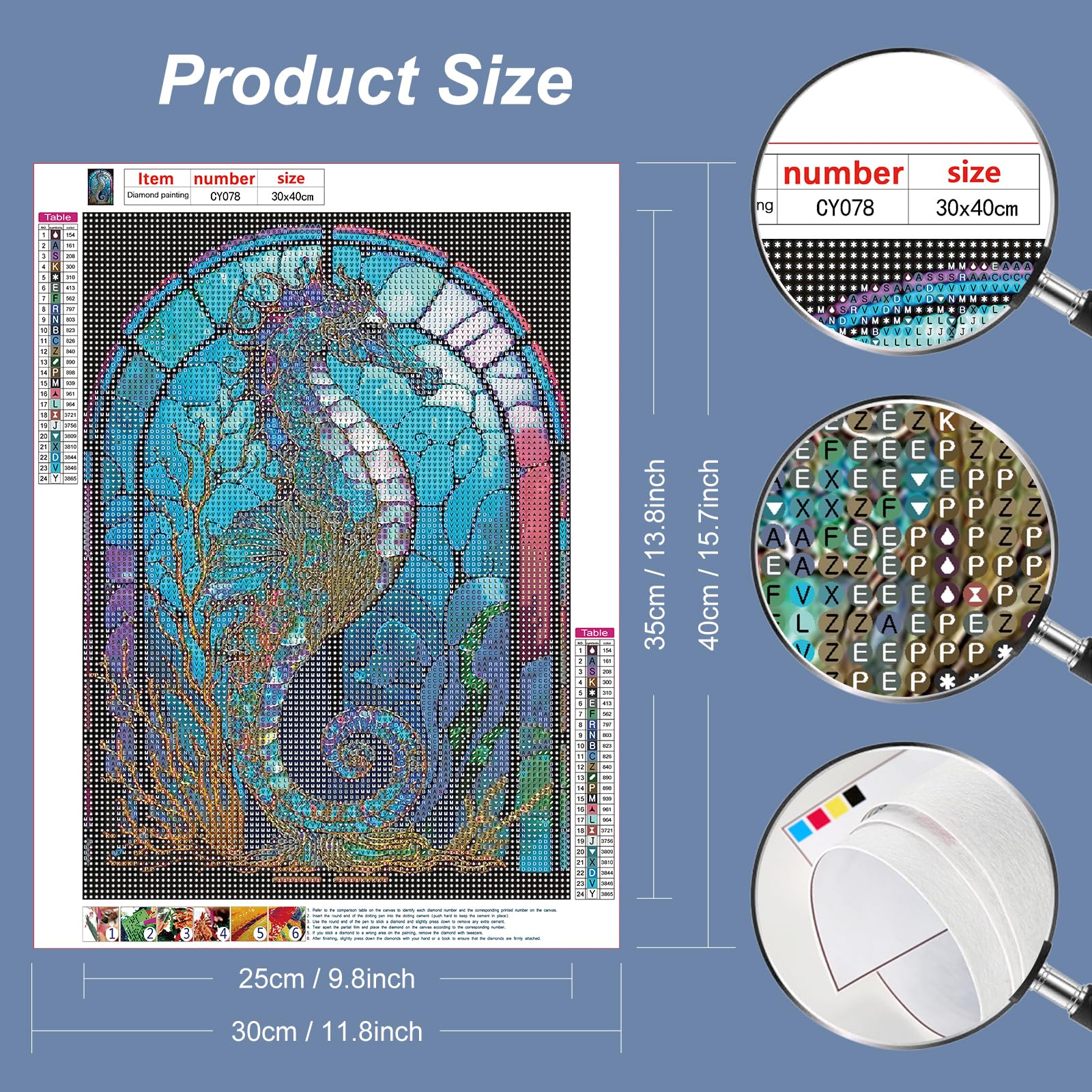 Stalente Diamond Painting Kits for Adults, Seahorse 5D Diamond Art Kits for Beginners Round Full Drill Diamond Painting for Home Wall Decoration Gift 12×16inch, Marine Life