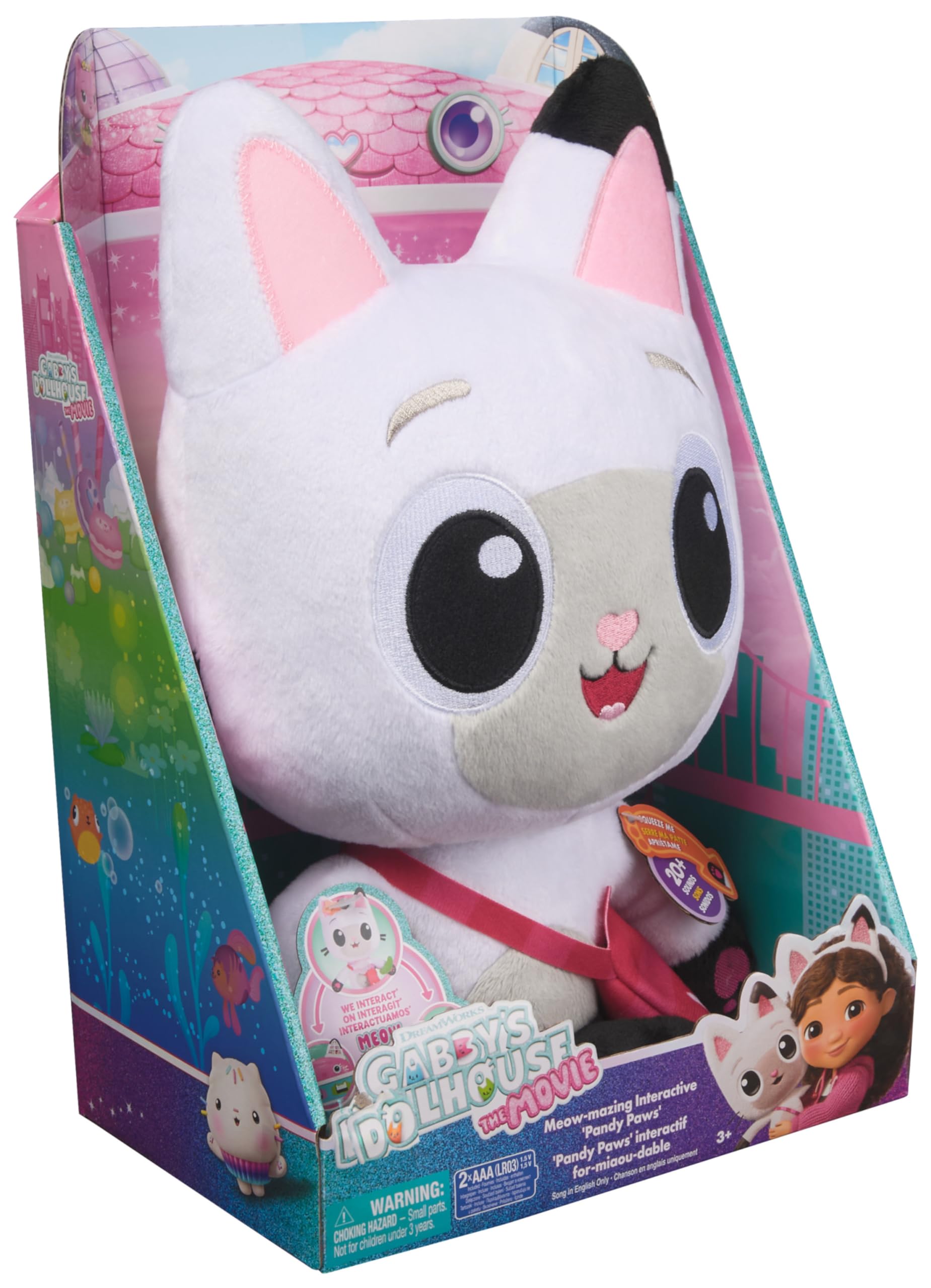 Gabby's Dollhouse: The Movie, Peluche Interattivo Meow-Mazing Pandy Paws con 3 Accessori e Borsa Rimovibile | Giocattolo per Bambine e Bambini, 3+ Anni