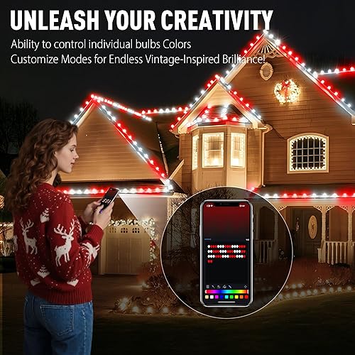 Miniatura 2 de Tira de luces de Navidad C9 inteligentes de 100 luces LED de 79 pies con control de aplicación, 105 modos de enchufe, tira de luces parpadeantes,