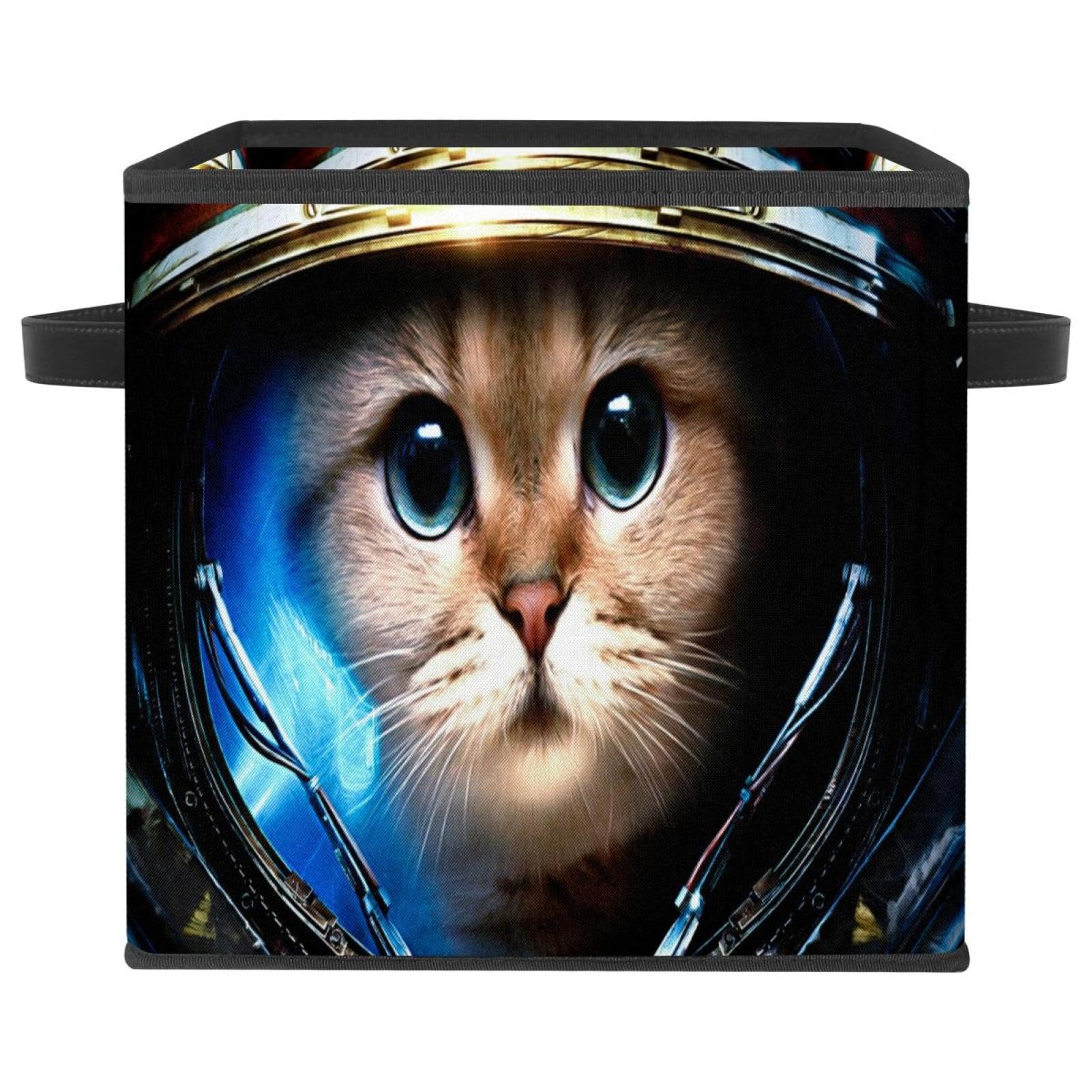Boîte de rangement pliable chat astronaute pour chambre d'enfant