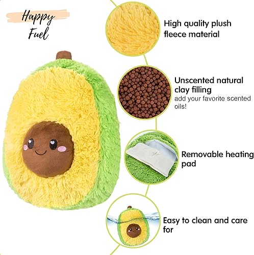 Miniatura 4 de Almohadilla térmica de aguacate para microondas sin perfume de 1.5 libras para mujeres y niños, bonita almohada suave y acogedora de felpa