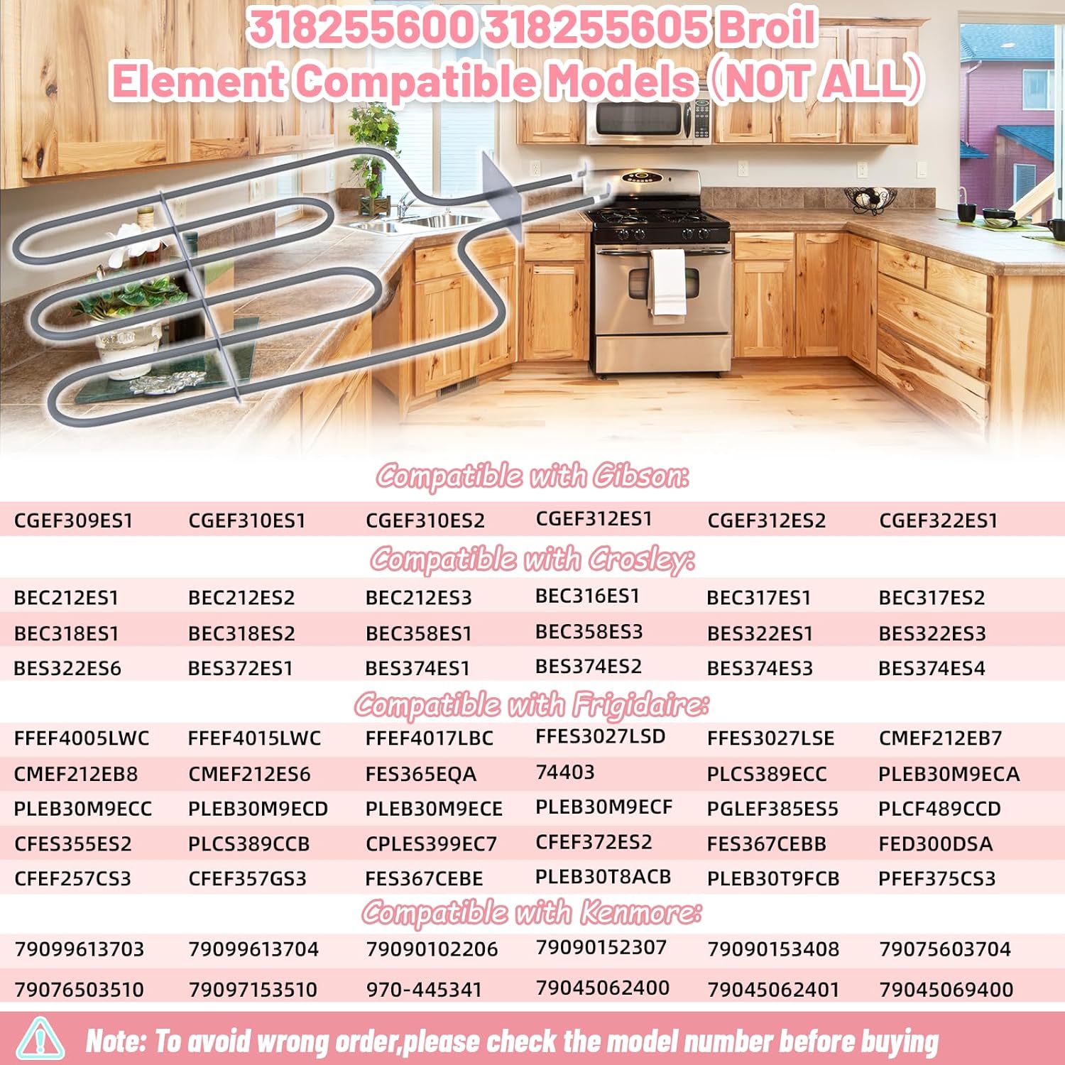 LXun Upgrad 318255605 318255600 Oven Heating Element 318255600 Oven Broil Element Comaptible with Frigidaire Kenmore Range Oven Part for 318255605 Frigidaire Oven Heating Element Replace 5303310513