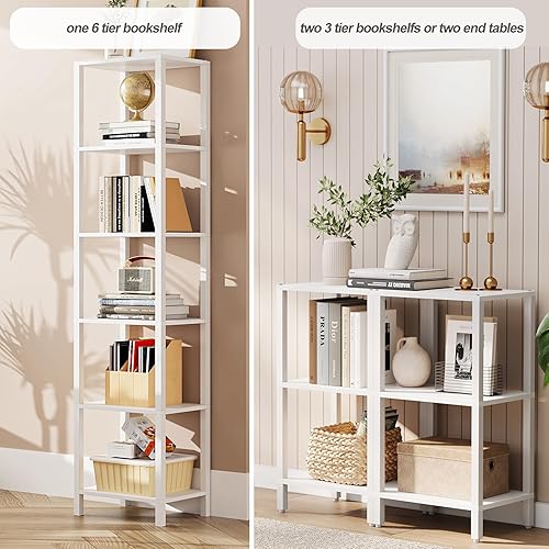 Miniatura 3 de TUTOTAK - Estantería, estantería alta de 6 niveles, estantería estrecha para espacios pequeños, estantería apilable de bricolaje, para sala de