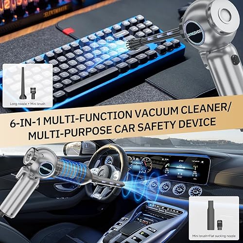 Miniatura 6 de Aspiradora portátil inalámbrica de 20000 PA de alta potencia, mini aspiradora 4 en 1, bomba de soplador de aire comprimido, aspiradora de mano con