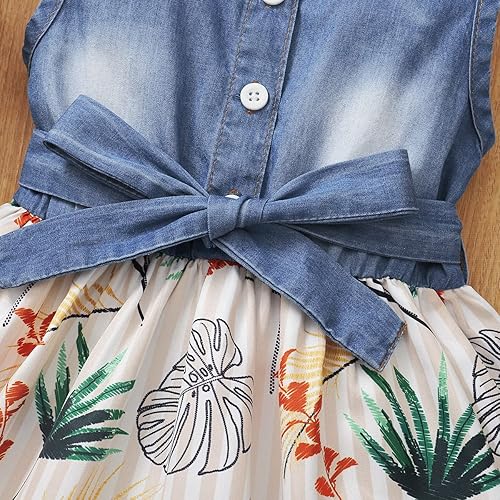 Miniatura 7 de Saeaby Vestido de Niña Bebé Ropa de Verano para Niña Pequeña Vestido sin Mangas para Bebé Vestido de Mezclilla con Flores Vestido de Verano Vestidos