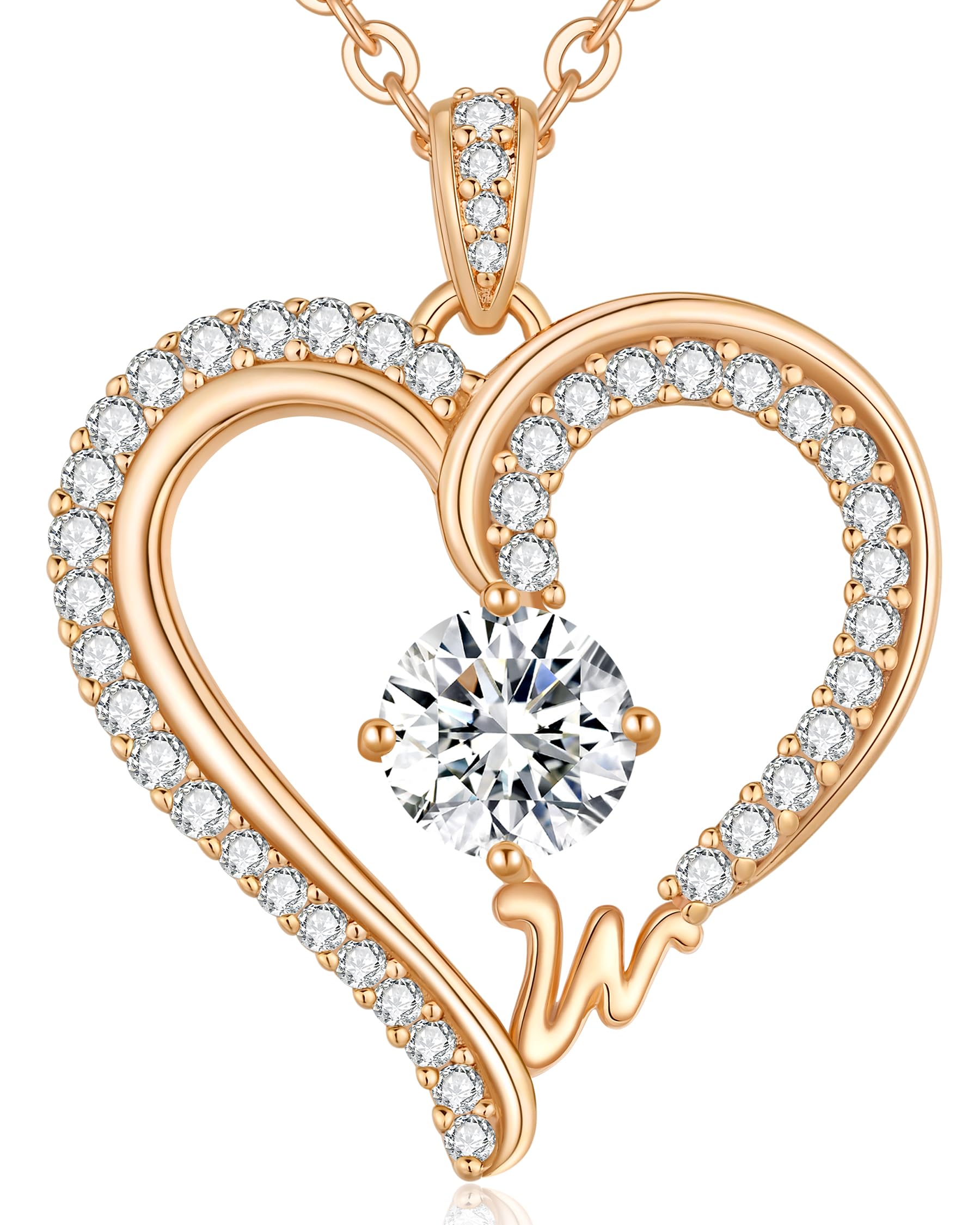 CDE Kette Damen mit Buchstabe Anhänger Herz Anhänger mit Zirkonia Schmuck Halskette für Frauen Geschenk für Freundin, Mama, Frau zum Geburtstag, Valentinstag Weihnachtsgeschenke