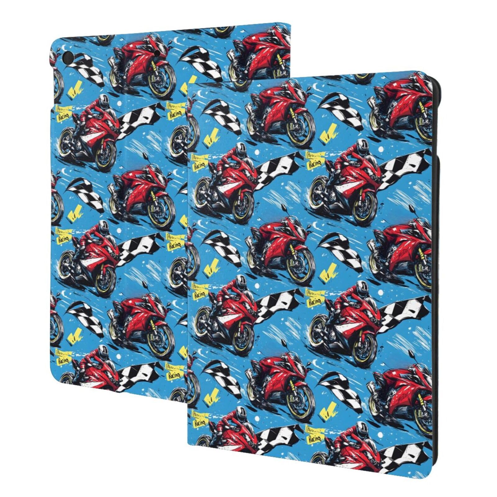 Étui iPad 10.2 rouge moto pour iPad 9e 8e 7e génération avec support folio