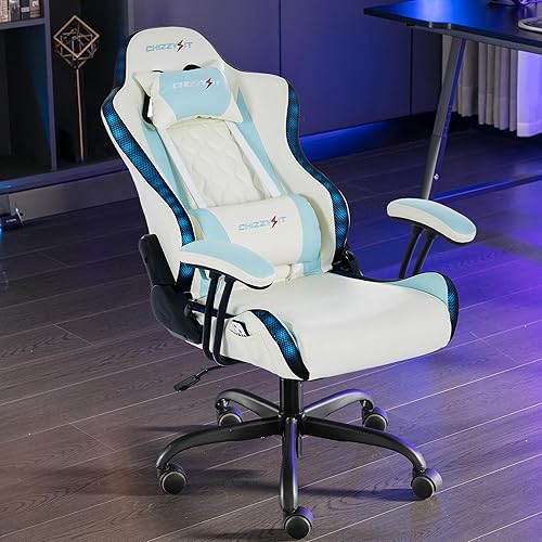 Miniatura 6 de Silla de juegos para niños con luces LED RGB, sillas de juegos para niños de 8 a 14 años, silla de juegos LED con soporte lumbar ajustable y