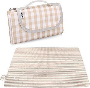 レジャーシート 防水 ピクニックマット 大判 150x200cm 3～6人用 折りたたみ 防湿 コンパクト収納 携帯便利 軽量 遠足 運動会 お花見 ビーチ キャンプ アウトドア チェック柄 正規品 [日本語説明書付き]